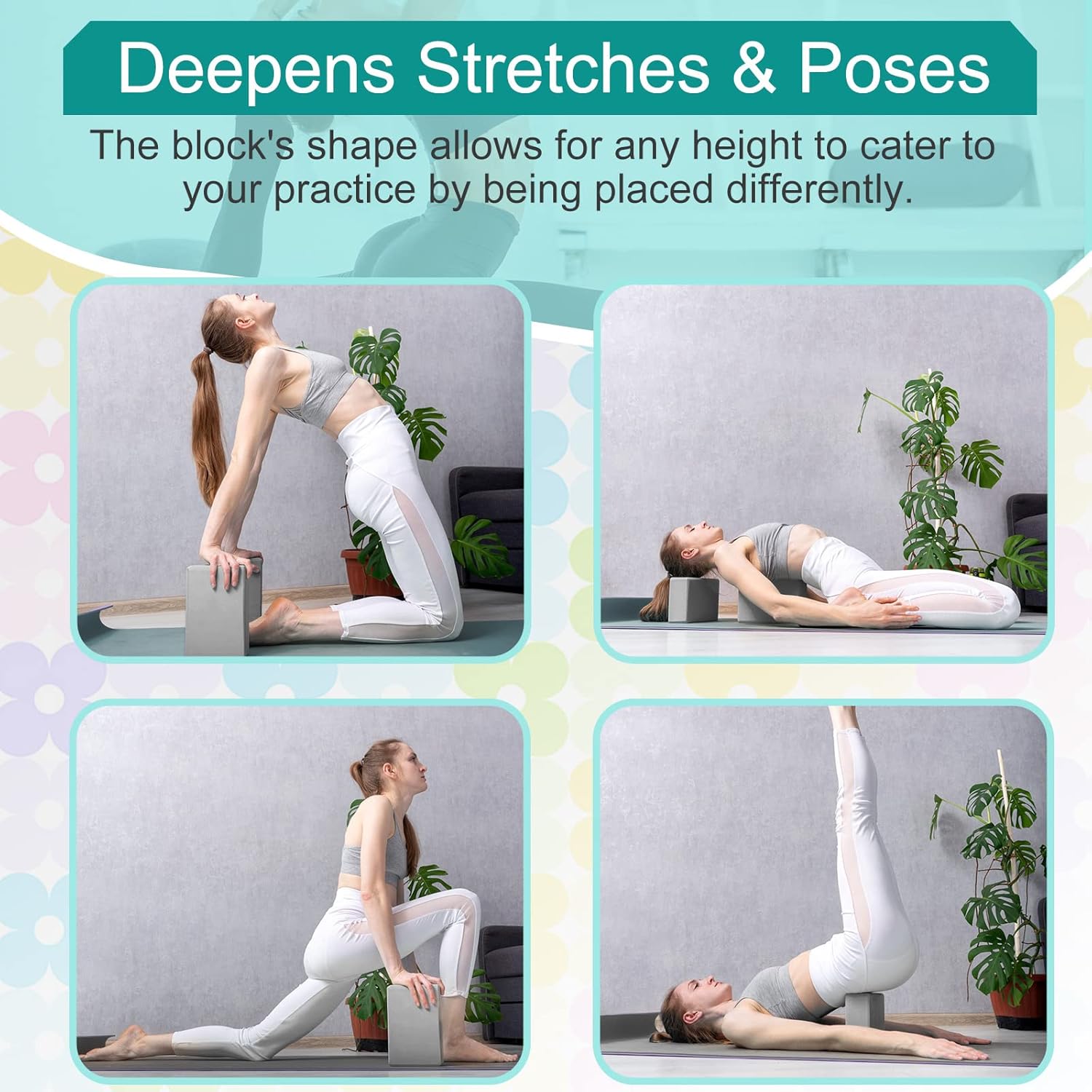 Meooeck 18 Pcs Yoga Blocks and Strap Set Include 12 EVA Foam Yoga Blocks Bulk 9"x6"x3" with 6 Adjustable 8 ft Straps D Ring Non Slip Props for Stretching Pilates Workout Studio Home Gym - Image 5