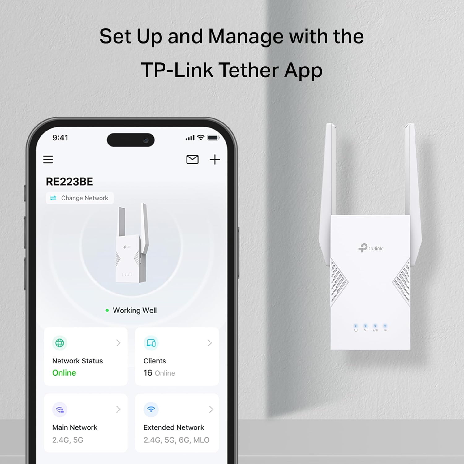 TP-Link BE3200 Wi-Fi 7 Range Extender RE223BE w/Ethernet Port | 3.2 Gbps Dual-Band Wireless Repeater | Internet Signal Booster for Home | Up to 2400 sq.ft, 64 Devices | MLO, EasyMesh | No 6 GHz Band - Image 5