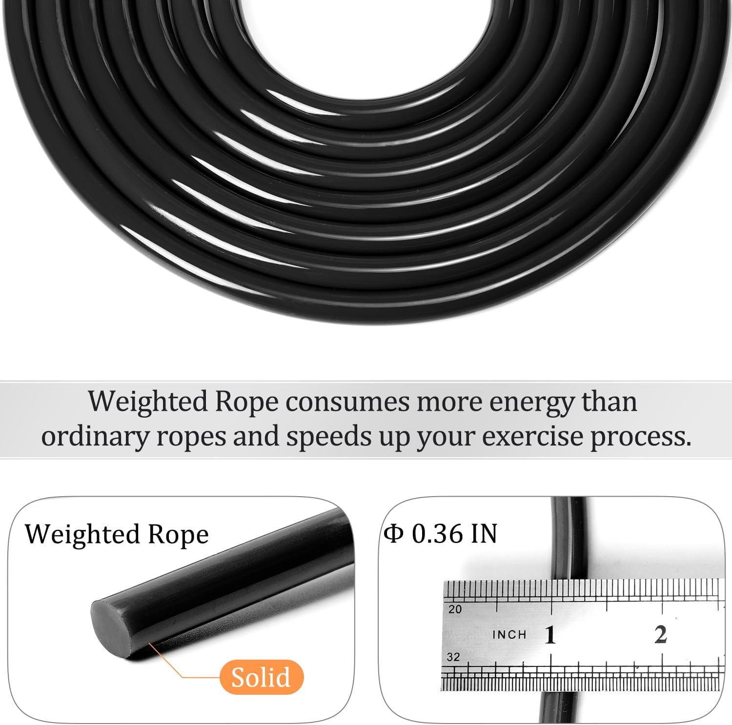 Mangodan 1LB Weighted Jump Ropes for fitness Women Men, Tangle-Free Ball Bearing Rapid Speed Skipping Jump Rope with Adjustable 9mm Cotton & PVC Cord, Aluminum Handles for MMA, Boxing, CrossFit, Weight-loss Workouts - Image 6