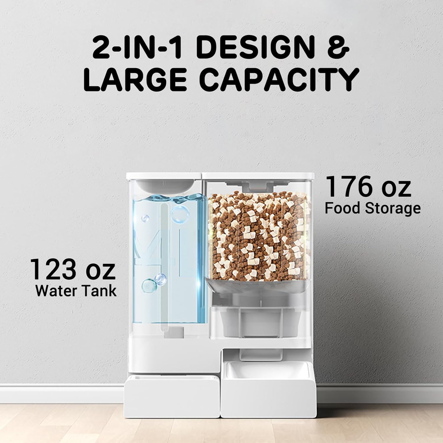 iPettie FW54 5G/2.4GHz WiFi Automatic Feeder and Waterer 2-in-1 Set for Pets, 300 oz Large Capacity for 2 Weeks, Perfect for Working Parents - Image 3