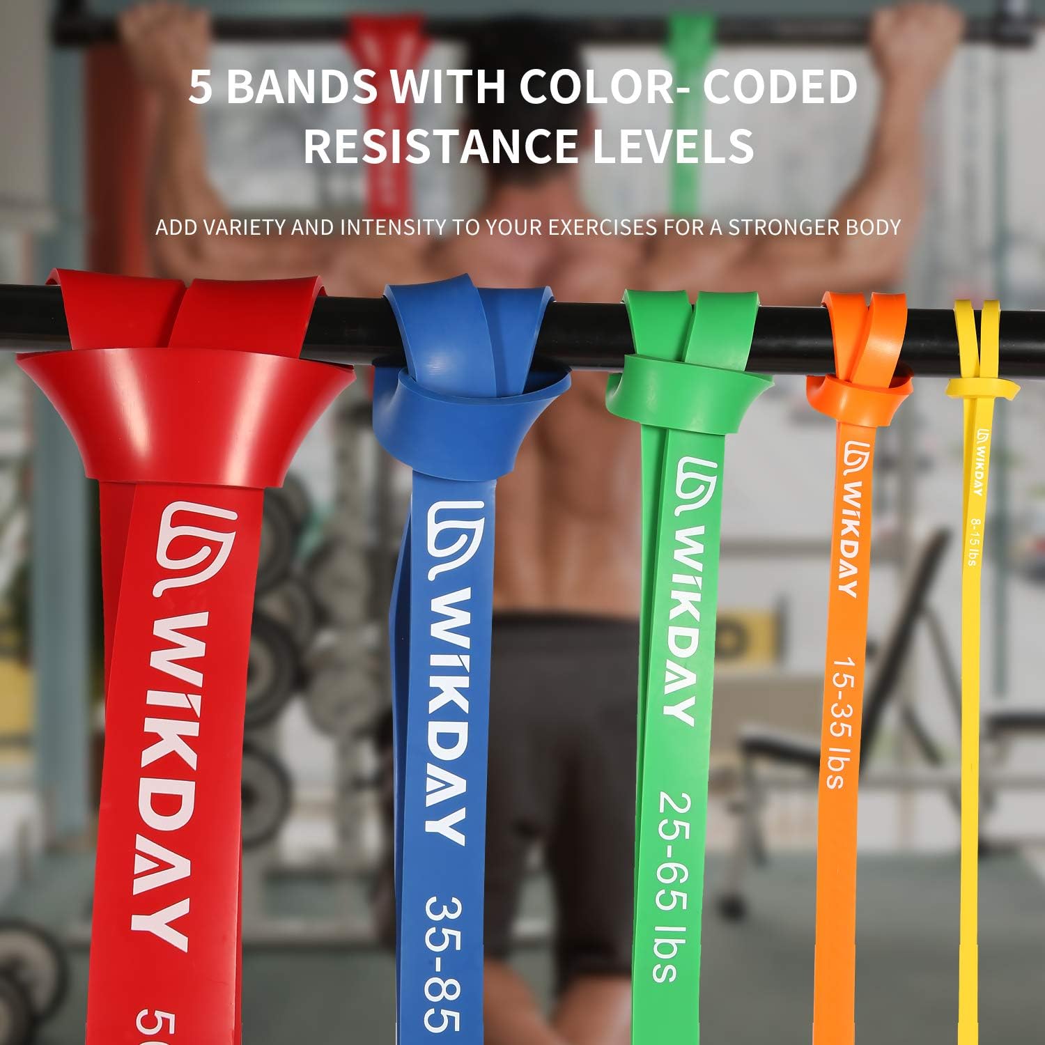 WIKDAY Resistance Bands, Pull Up Bands, Workout Bands for Exercise, Thick Heavy Resistance Band Set with Door Anchor, Elastic Bands for Body Stretching, Training at Home/Gym for Men & Women - Image 3