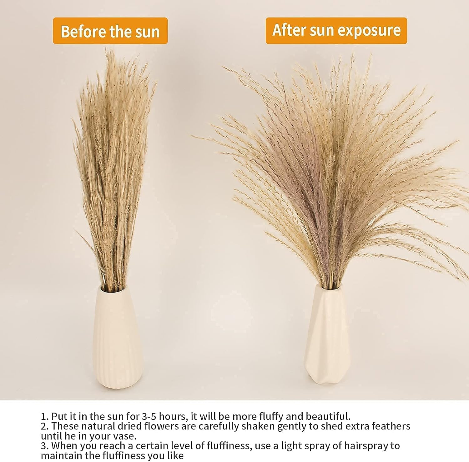 65PCS Pampas Grass Decor, Including pompas Floral, Reed Dried Grass and Bunny Tails Dried Flowers, Natural Dried Pampas Grass Bouquet for Boho Decor Wedding, Home Decoration - Image 2
