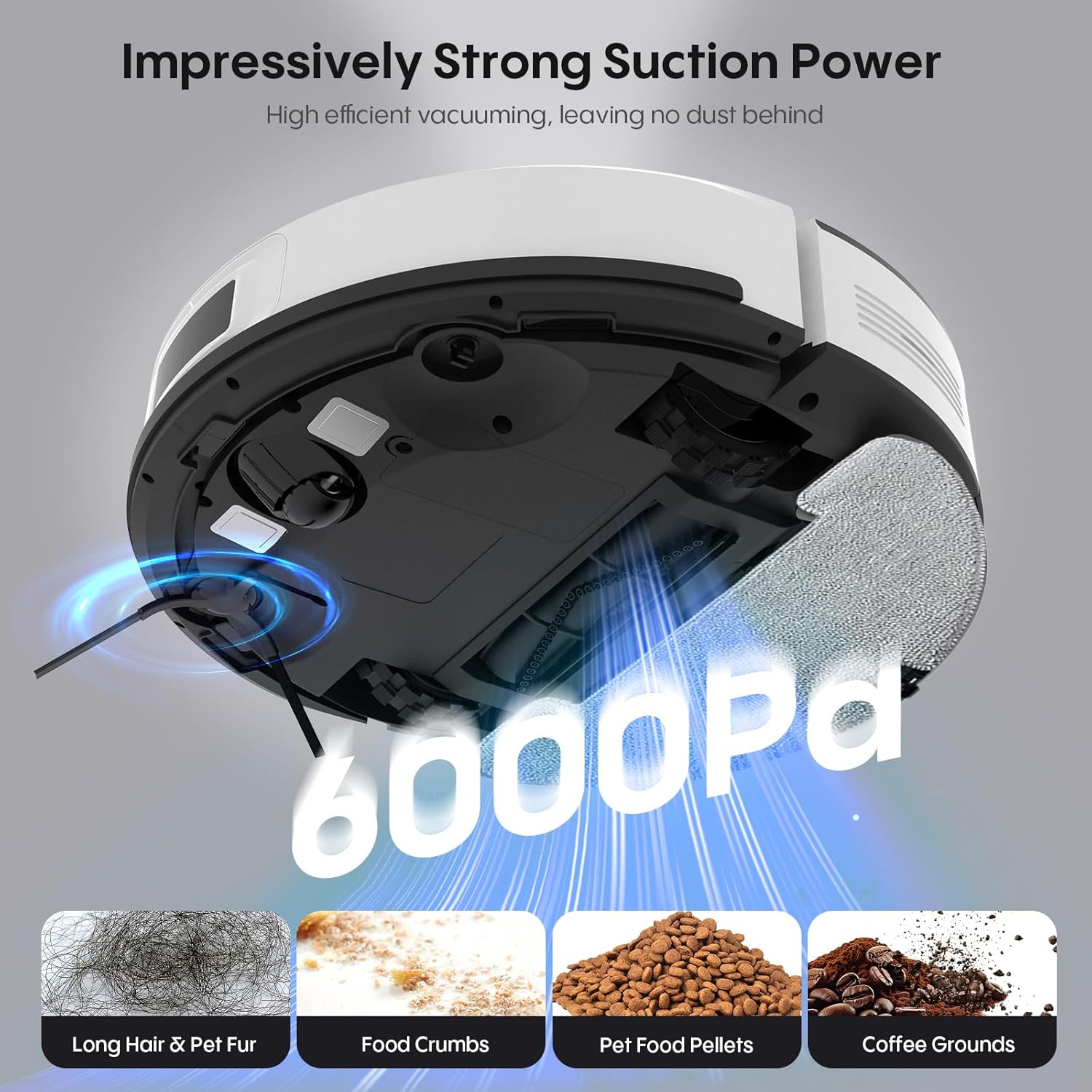 Robot Vacuum and Mop, 6000Pa Robotic Vacuum with Mapping, Self-Emptying Station for 90 Days Hands-Free Cleaning, LiDAR Navigation, No-Go Zones, Wi-Fi/App/Alexa Voice Control, for Carpets Hard Floors - Image 4