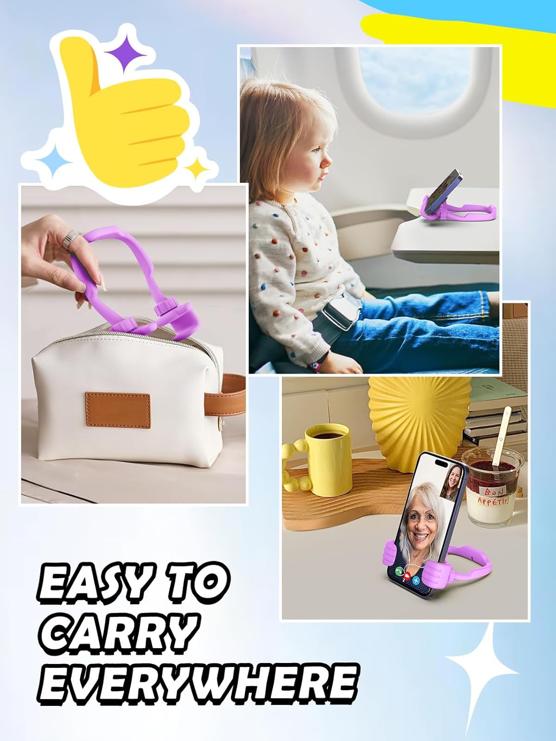 Stocking Stuffers for Teens Girls Adults Cell Phone Stand: Upgrade Adjustable Thumbs Up Lazy Phone Holder for Desk Cool Gadgets Fun Birthday Gifts Ideas for Kids Teenager Women Gifts for Christmas - Image 7