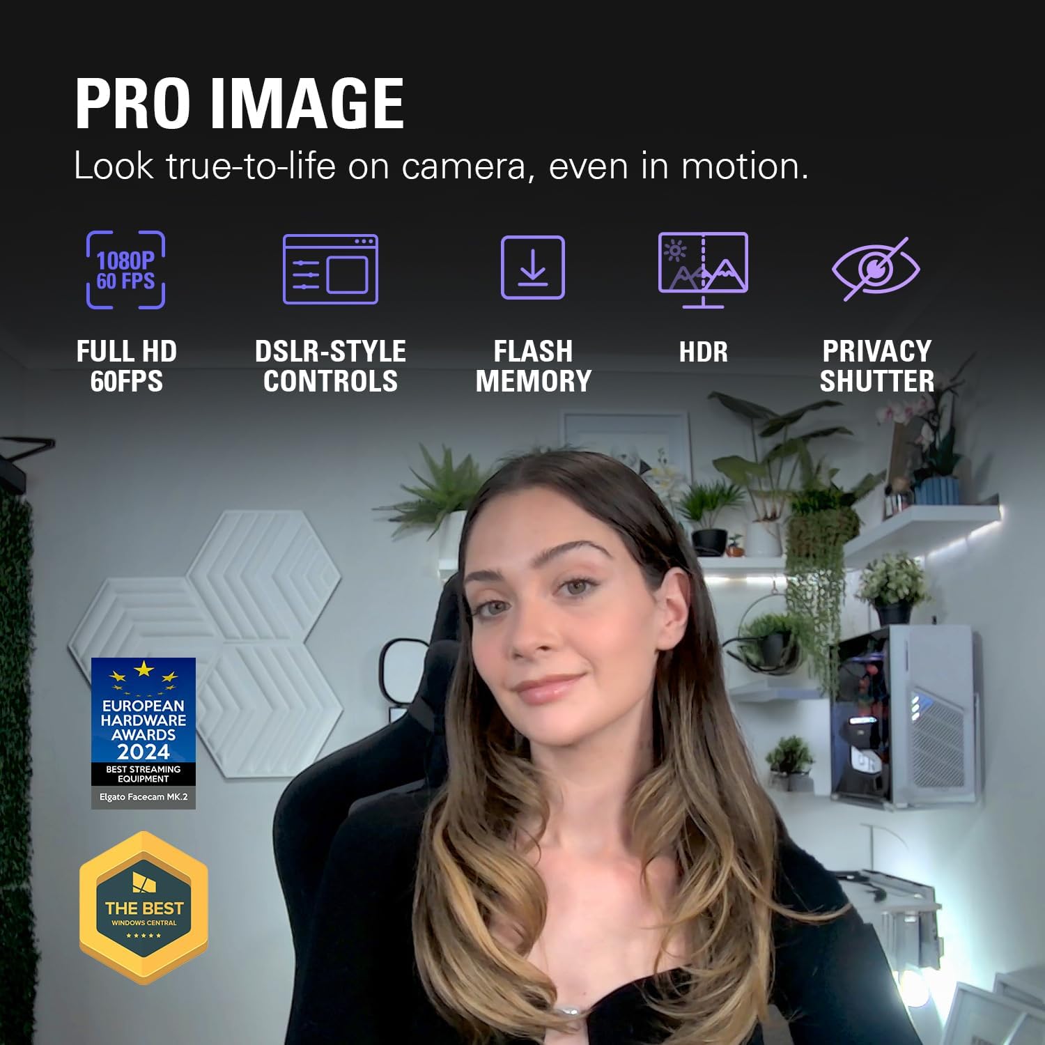 Elgato Facecam MK.2 – Premium Full HD 1080p Webcam for Streaming, Gaming, Video Calls, Recording, HDR Enabled, Sony Sensor, PTZ Control – Works with OBS, Zoom, Teams, and More, for PC/Mac - Image 2