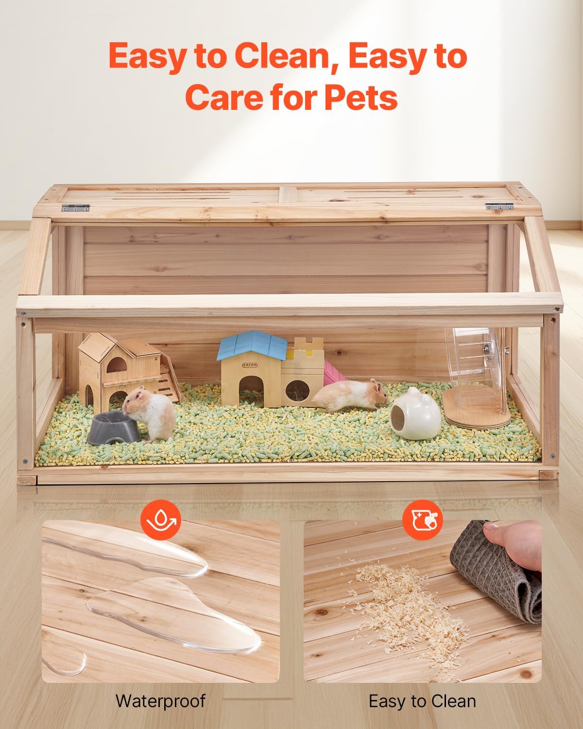 VEVOR Wooden Hamster Cage, 270° Viewing 𝖧amster Habitat, 32 x 16 x 16 in, Dwarf Hamster Cages with Openable Top, Ventilated Small Animal Cage, Pet Mouse Cage for Gerbils, Rats, Guinea Pigs, Mice - Image 6