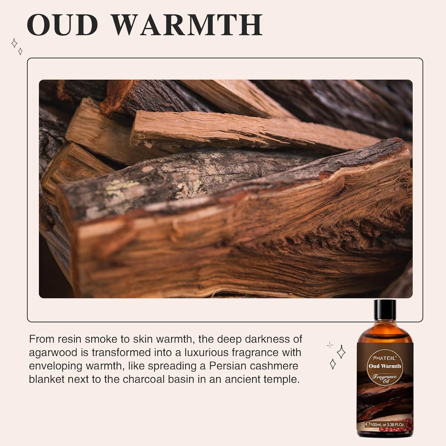 PHATOIL 3.38FL.OZ Oud Warmth Fragrance Oils for Aromatherapy, Essential Oils for Diffusers for Home, Perfect for Diffuser, Yoga, Skin Care, DIY Candle and Soap Making - 100ml - Image 3