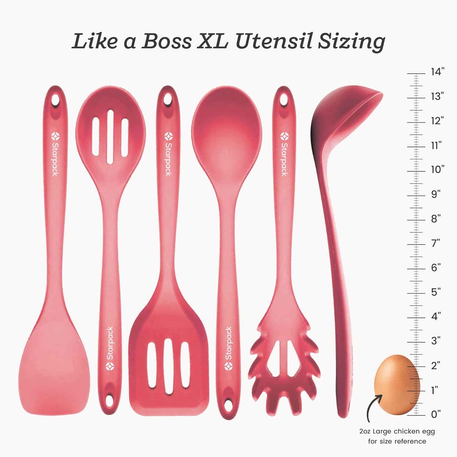 Starpack 'Like a Boss' XL Premium Silicone Cooking Utensils Set (6 Pcs) 13" - Heat Resistant Kitchen Utensils 600°F - Non-Stick Silicone Utensil Set - Large Kitchen Utensils Set for Cooking & Serving - Image 4