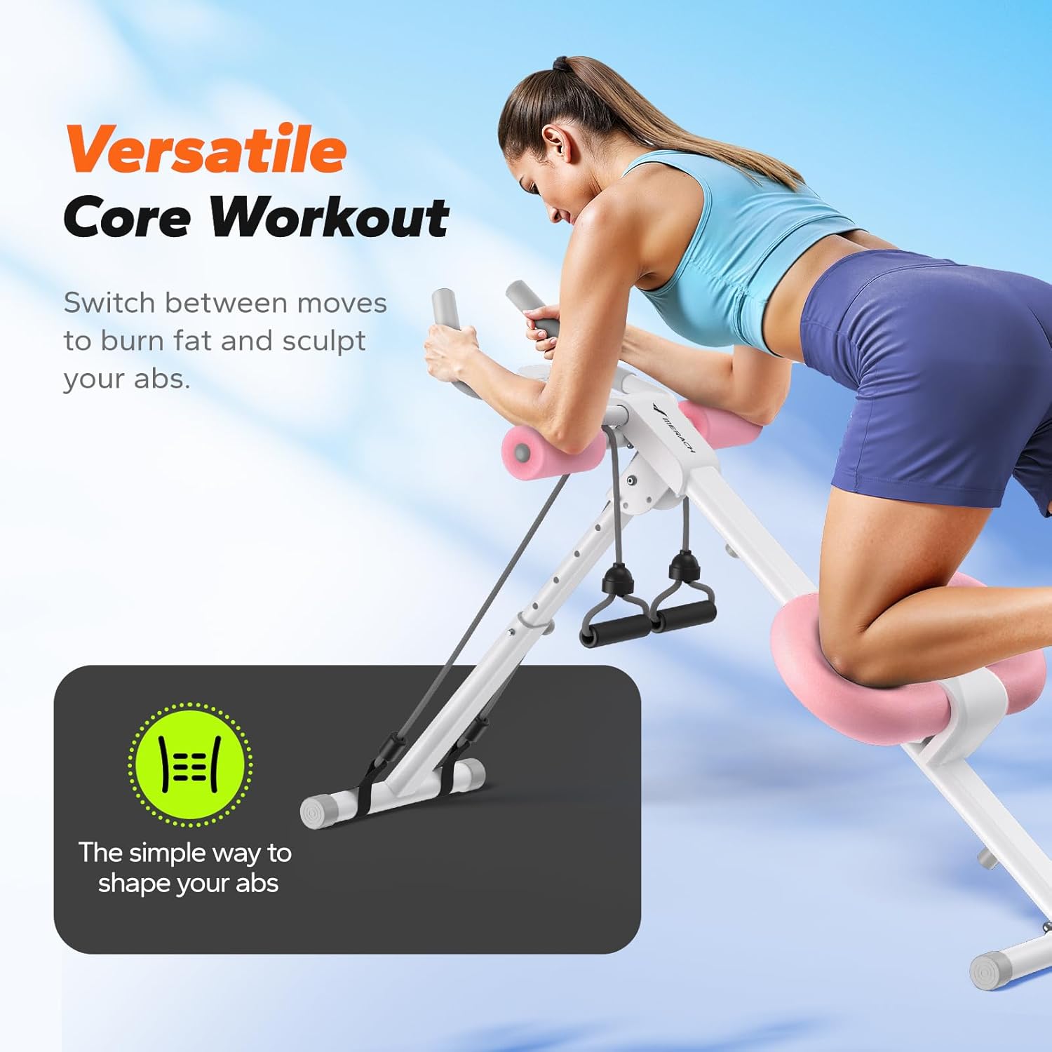 MERACH Ab Machine, Ab Workout Equipment, Adjustable Ab Trainer Machine for Abs Workout at Home Gym, Foldable, Knee Protection, Abdominal Trainer for Stomach Workout - Image 2