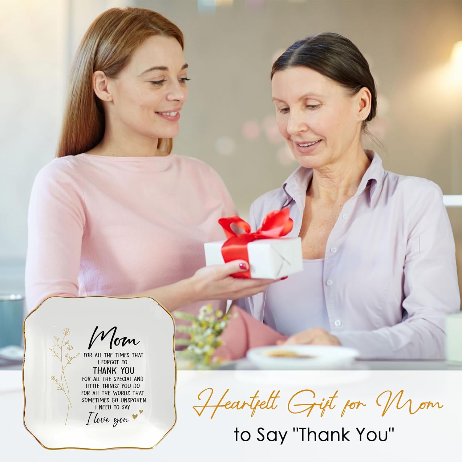 OASSIE Mothers Day Gifts for Mom - 4"x4" Ceramic Jewelry Dish Tray - Mother's Day Thank You Birthday Gifts for Mom Mother in Law Mama Grandma from Daughter Son, Mama Gift, Moms Gift, Jewelry Dish Moms - Image 7