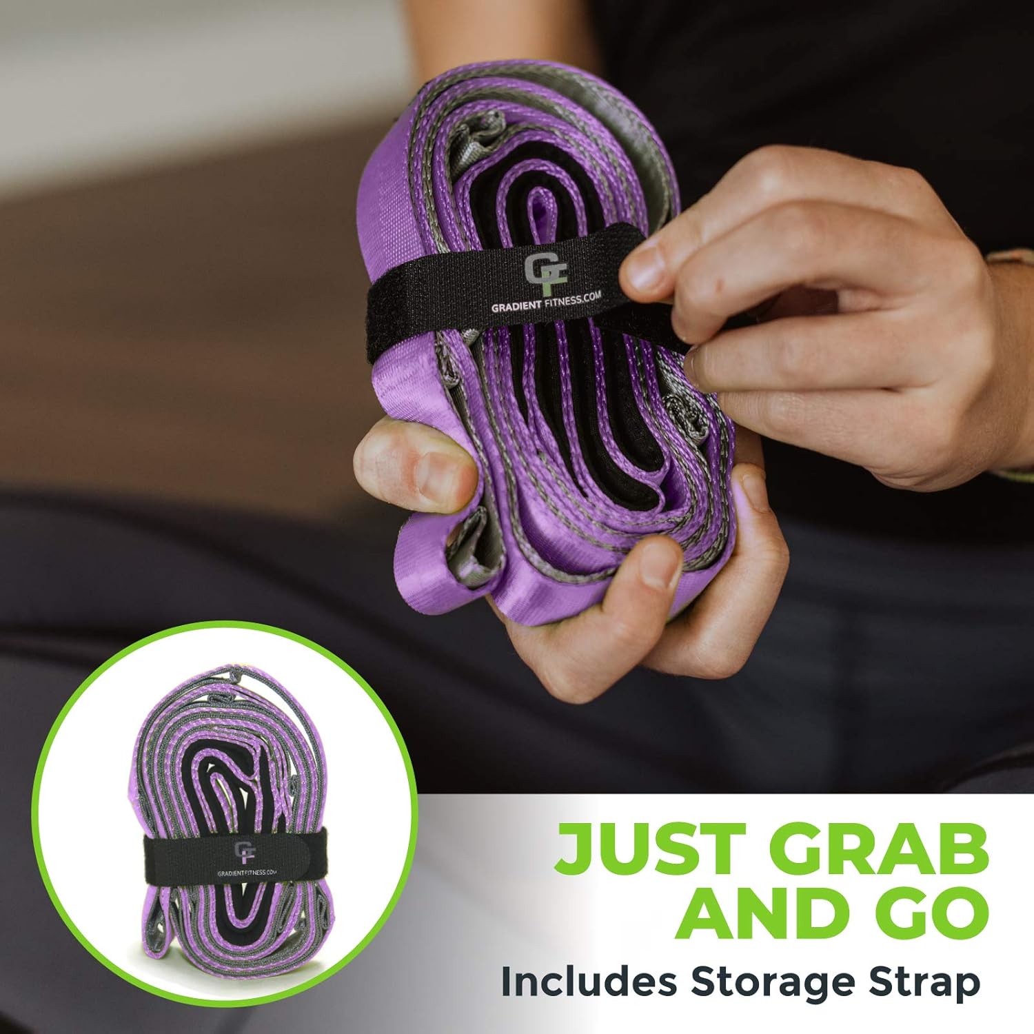 Gradient Fitness Stretching Strap for Physical Therapy, 12 Multi-Loop Stretch Strap 1" W x 8' L, Neoprene Handles, Physical Therapy Equipment, Yoga Straps for Stretching, Leg Stretcher. - Image 6