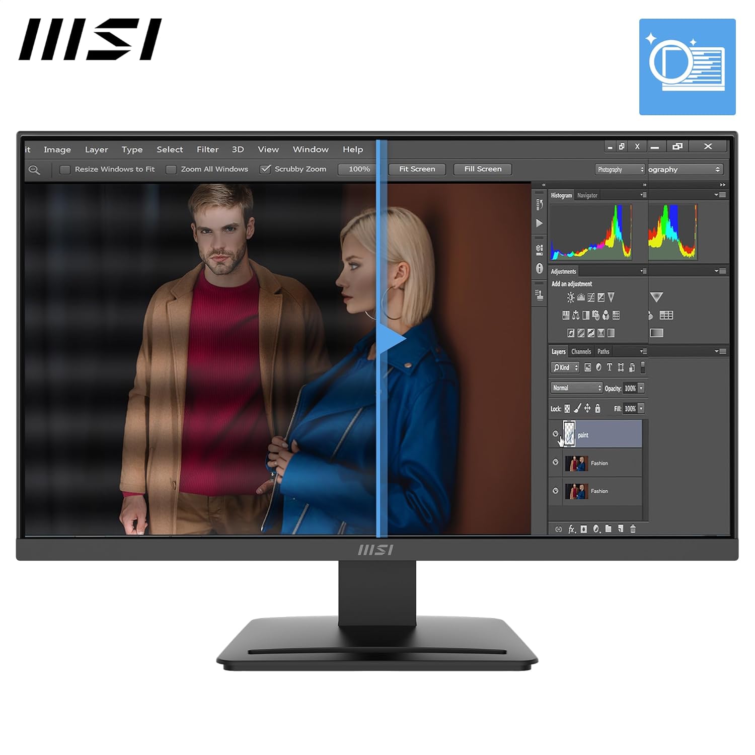 msi PRO MP243L E14 24-inch IPS 1920 x 1080 (FHD) Gaming Office Monitor, 144Hz, Adaptive-Synch, HDR Ready, HDMI, VGA Port,VESA Mountable, Tilt, 4-Side Slim Bezel,1ms, Black - Image 3