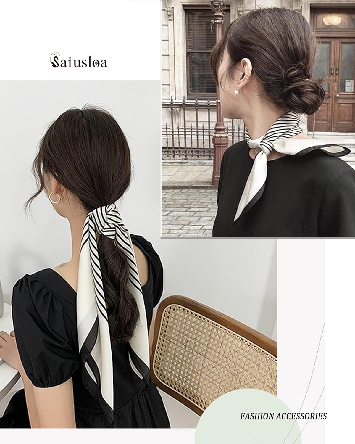 Saiusloa Neck Scarf For Womens Silky Head Scarves Hair Bandanas Square Scarf Fashion Accessories lightweight - Image 5
