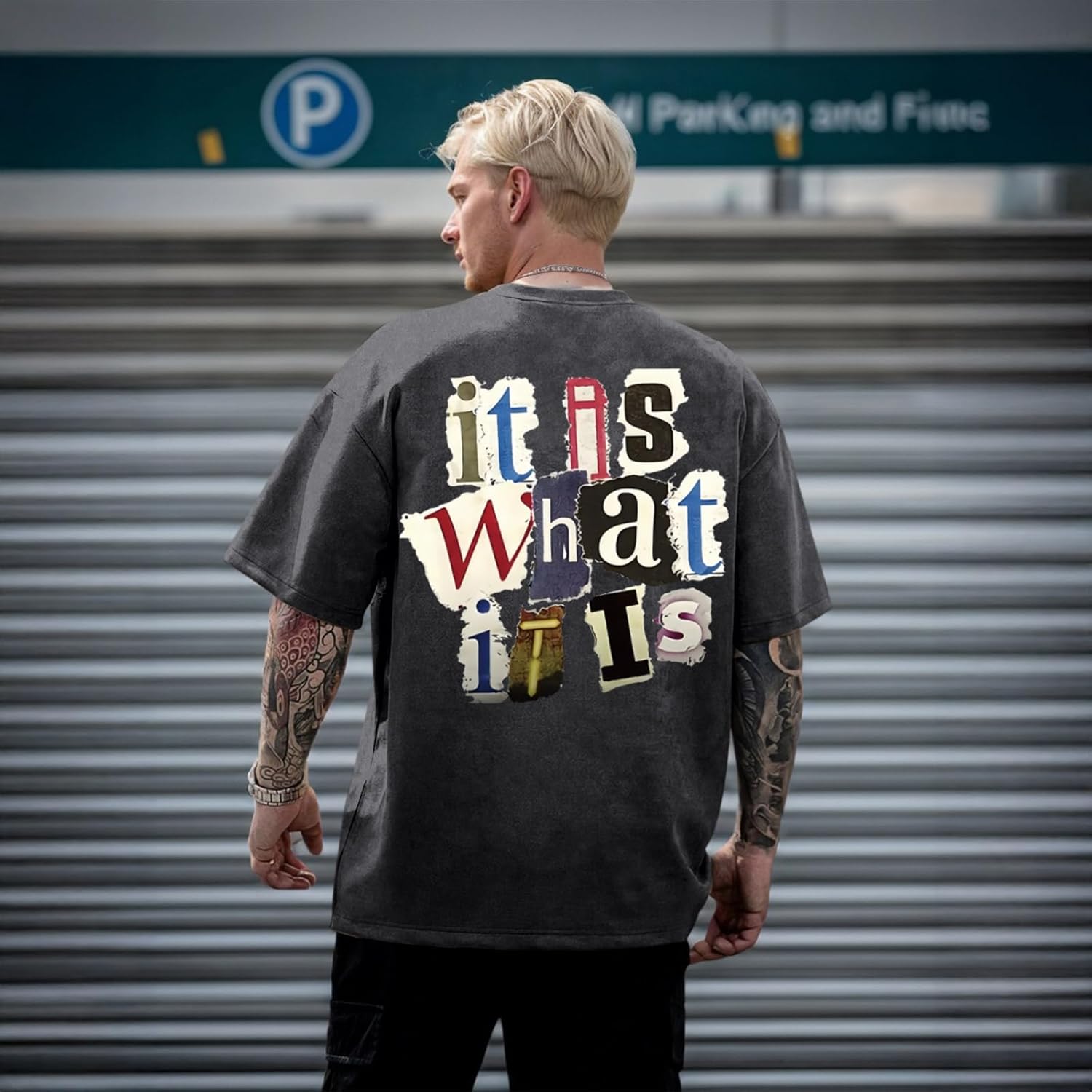 Men's Graphic Tees Funny Letter Print Vintage Oversize T Shirts Acid Wash Shirt Streetwear Rapper Casual Tee Top - Image 2