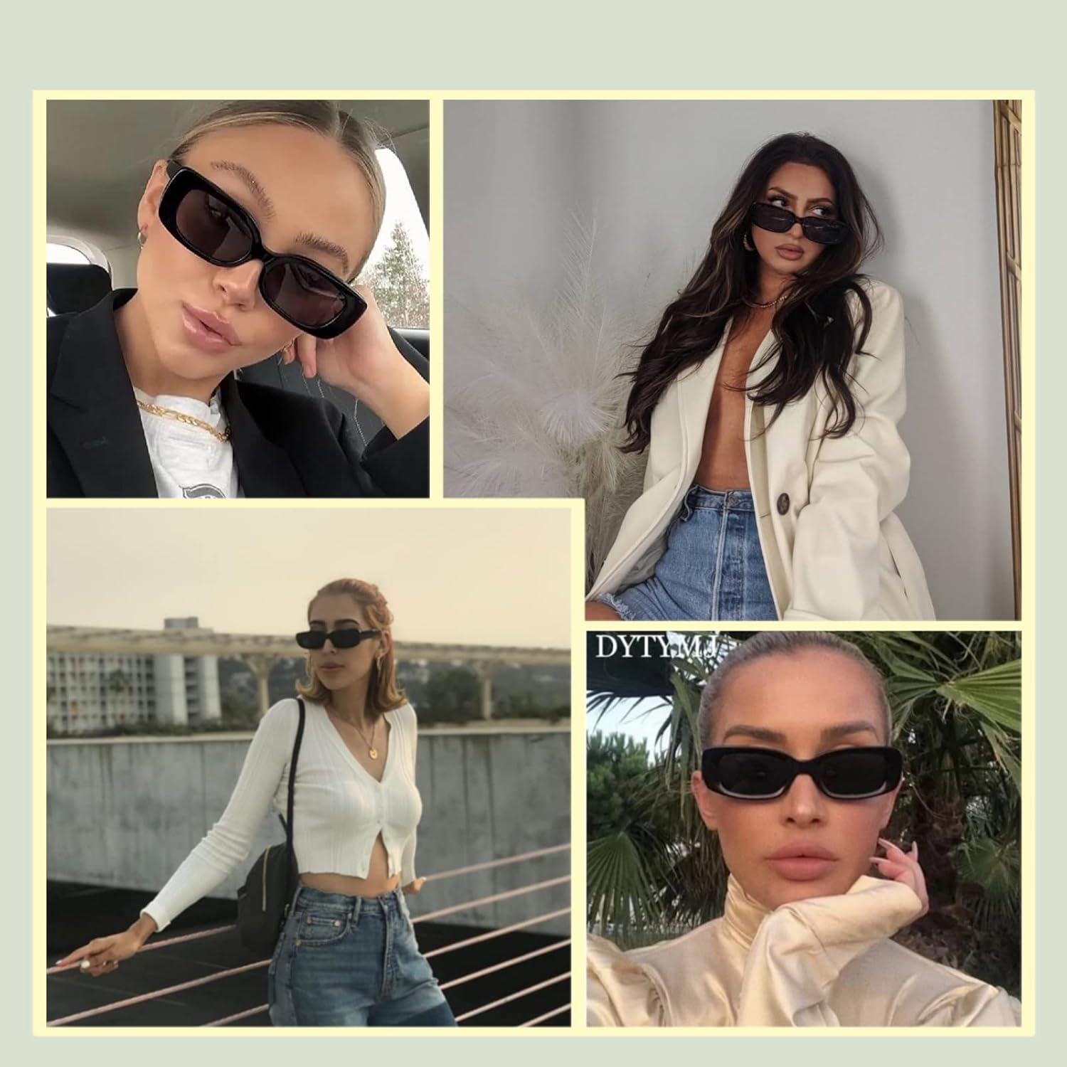 JASPIN Rectangle Sunglasses for Women Men Trendy Y2k Retro 90s Sun Glasses UV Protection Cool Square Frame - Image 2