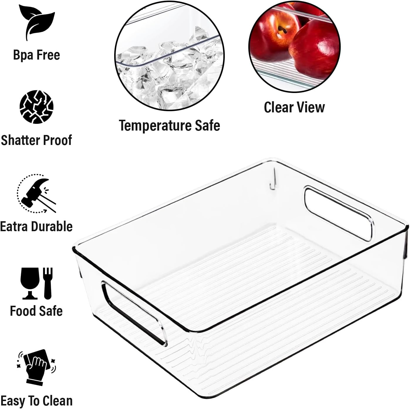 Clear Plastic Storage Bins, Pantry Organizers and Storage, Kitchen Organization and Storage Containers Bins for Organizing, Fridge, Freezer, Bathroom, Pantries, Medicine Cabinet Organizer Bin - Image 2