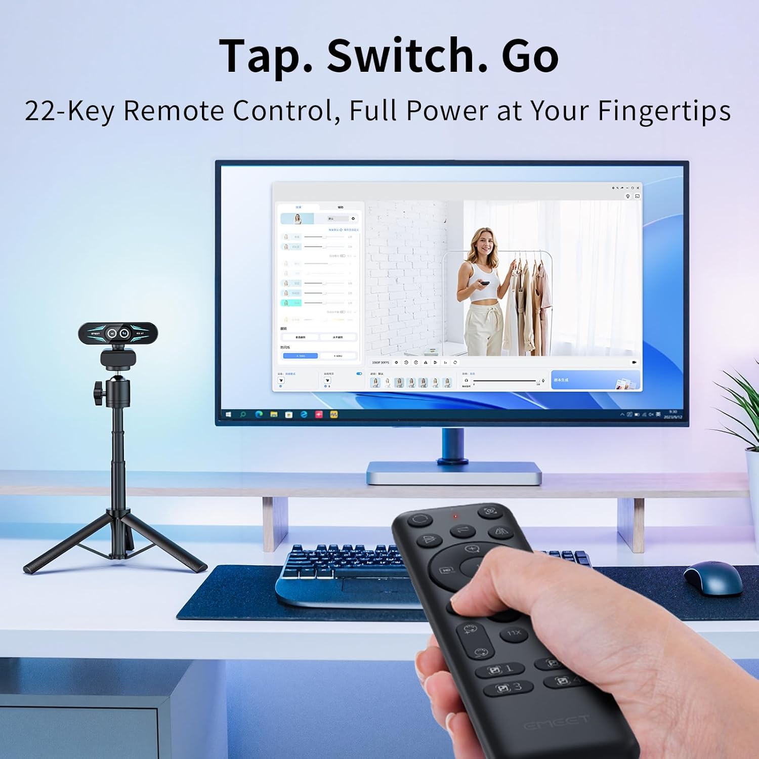 EMEET C60E Dual-Camera 4K Webcam for Streaming, Wide-Angle and Telephoto Cameras, Max 11X Hybrid Zoom & PDAF Autofocus, Remote Control, RGB Lighting, 2 Mics, Ideal for Livestreaming and Online Meeting - Image 5