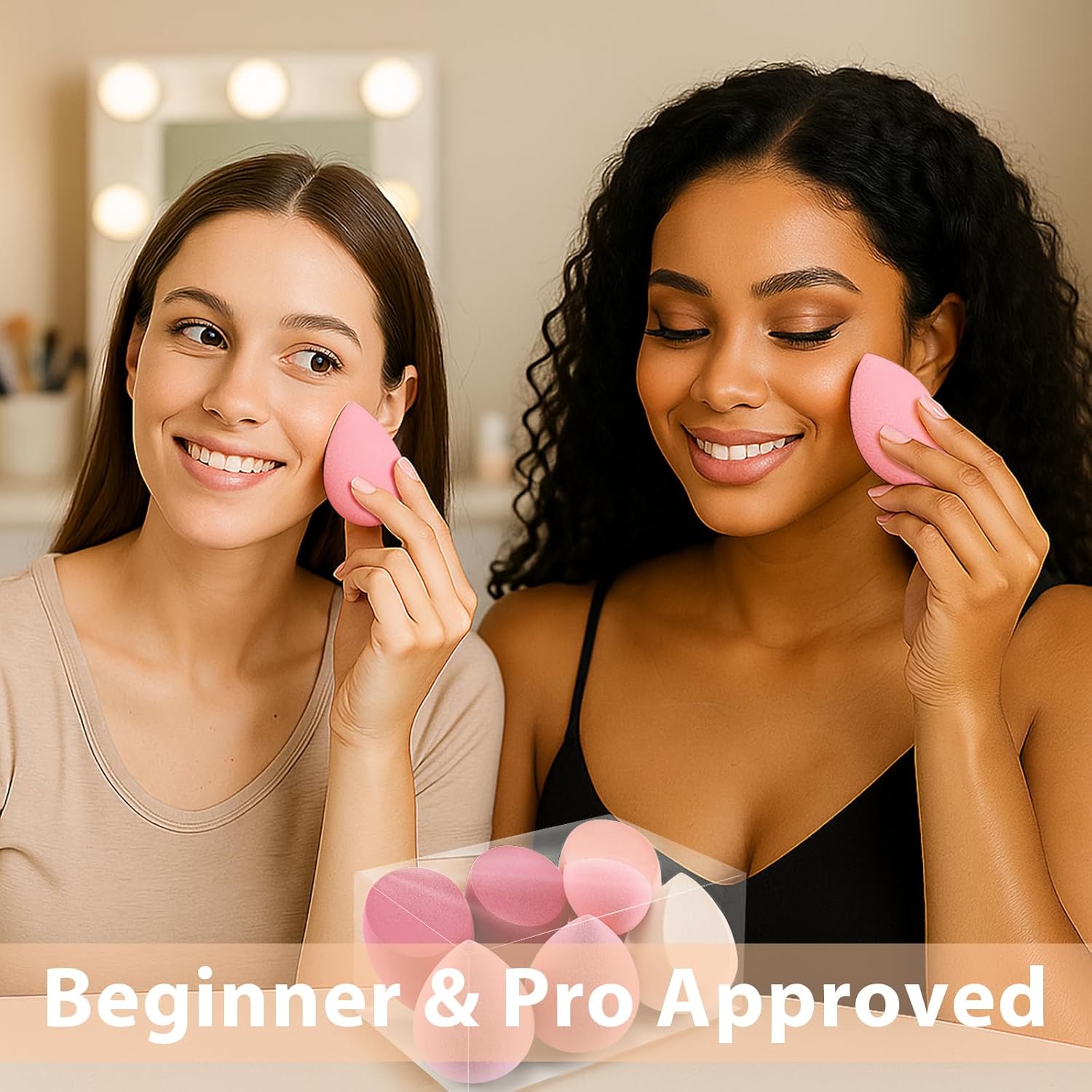 Makeup Sponge Set Foonbe Blender Sponges 7 Pcs for Liquid, Cream, and Powder, Latex Free, Multi colored Beauty Sponges with 1 Mini Sponge, Vegan & Cruelty-Free - Image 6