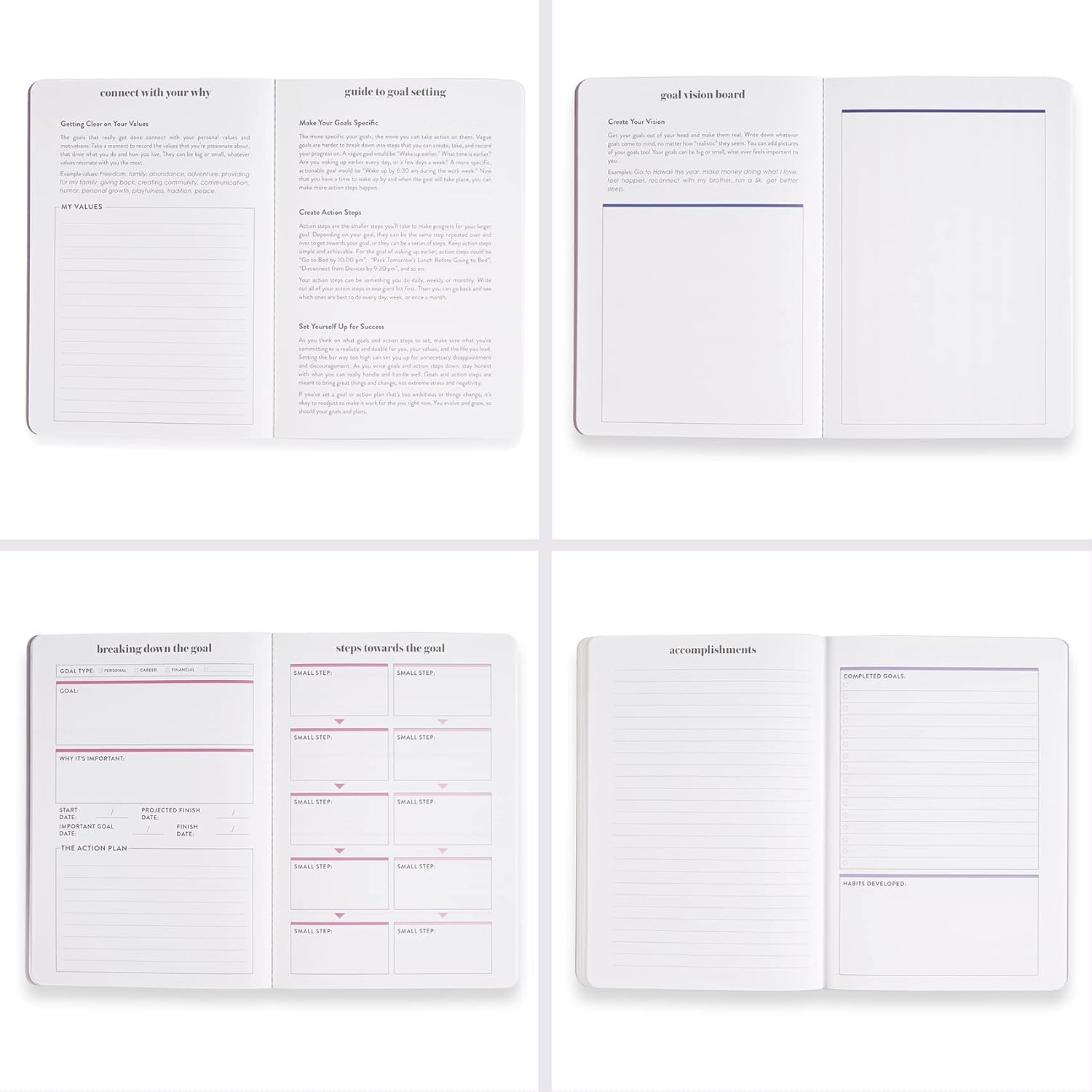 Erin Condren Designer Petite Planner - Goal Setting Journal Editions with Illustrative, Functional, Cute Sticker Pack that Includes Inspirational Quotes for Customization (Goal Setting 2) - Image 6