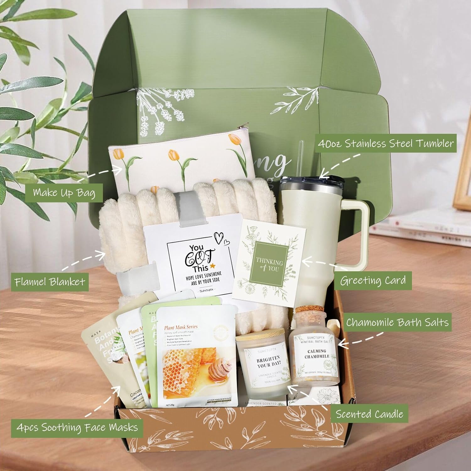 Birthday Gifts for Women Self Care Gifts Get Well Soon Gifts, Relaxing Spa Gifts Basket Care Package w/Luxury Flannel Blanket 40 oz Tumbler, for Her Wife Mom Friends Sister - Image 2