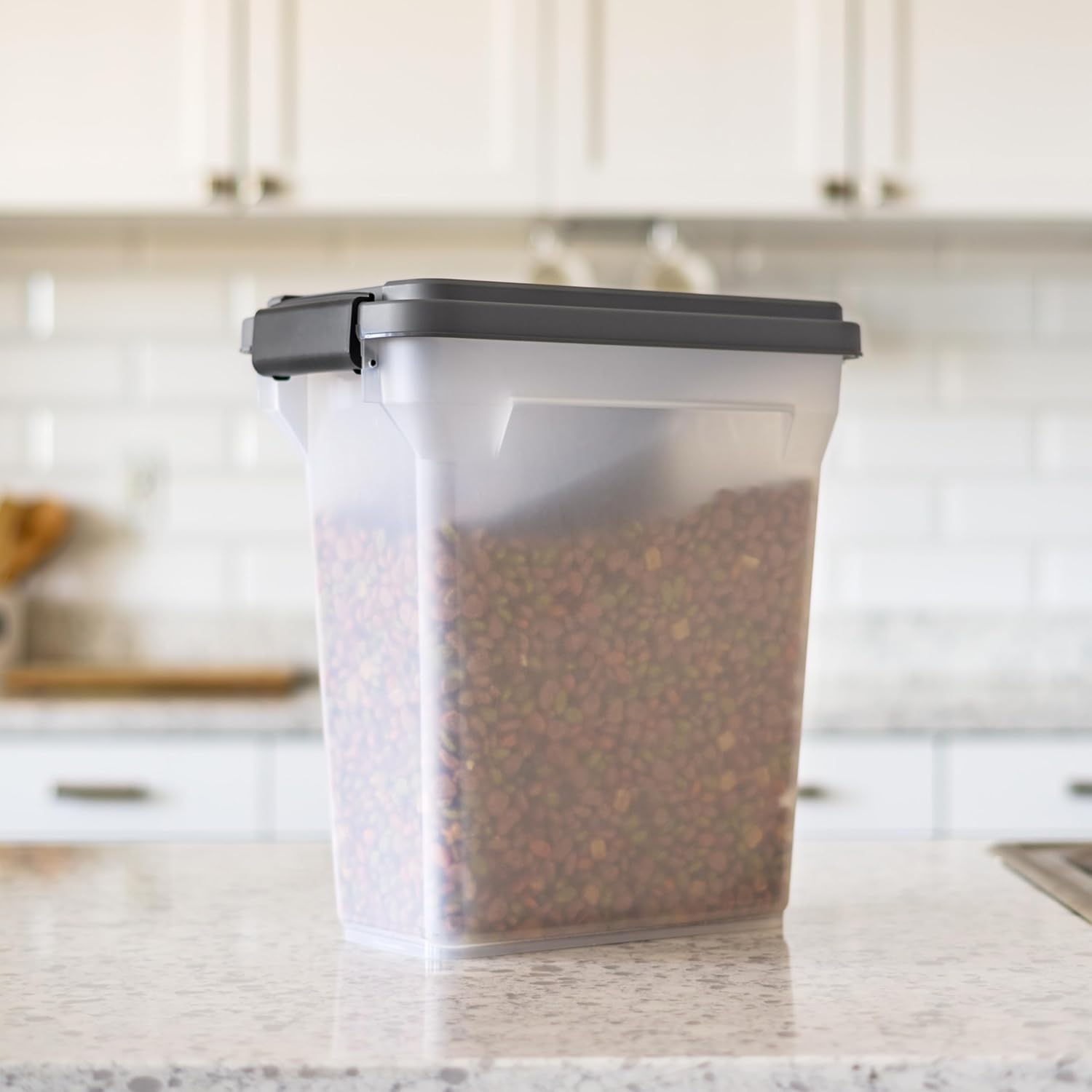 IRIS USA Dog Food Storage Container, Airtight Lid, 2-Cup Scoop, Up to 13 Pounds Pet Food Storage, Versatile Pet Food Bin, Treats, BPA Free, Dark Gray - Image 4