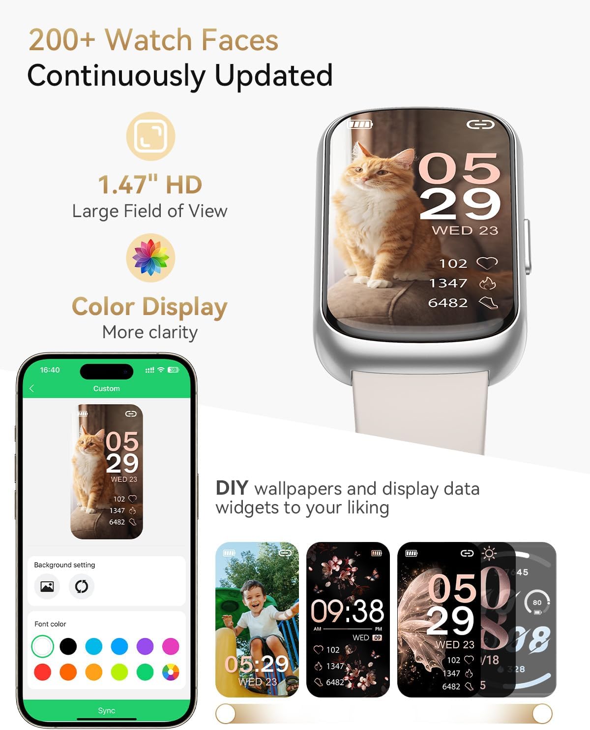 Fitness Trackers for Women/Men, Smart Watches for Women with Sport Activity Tracker, Fitness Watch with Heart Rate, Blood Oxygen Monitor, Sleep Tracker, IP68 Android Smart Watch with 4 Straps, Gift - Image 7