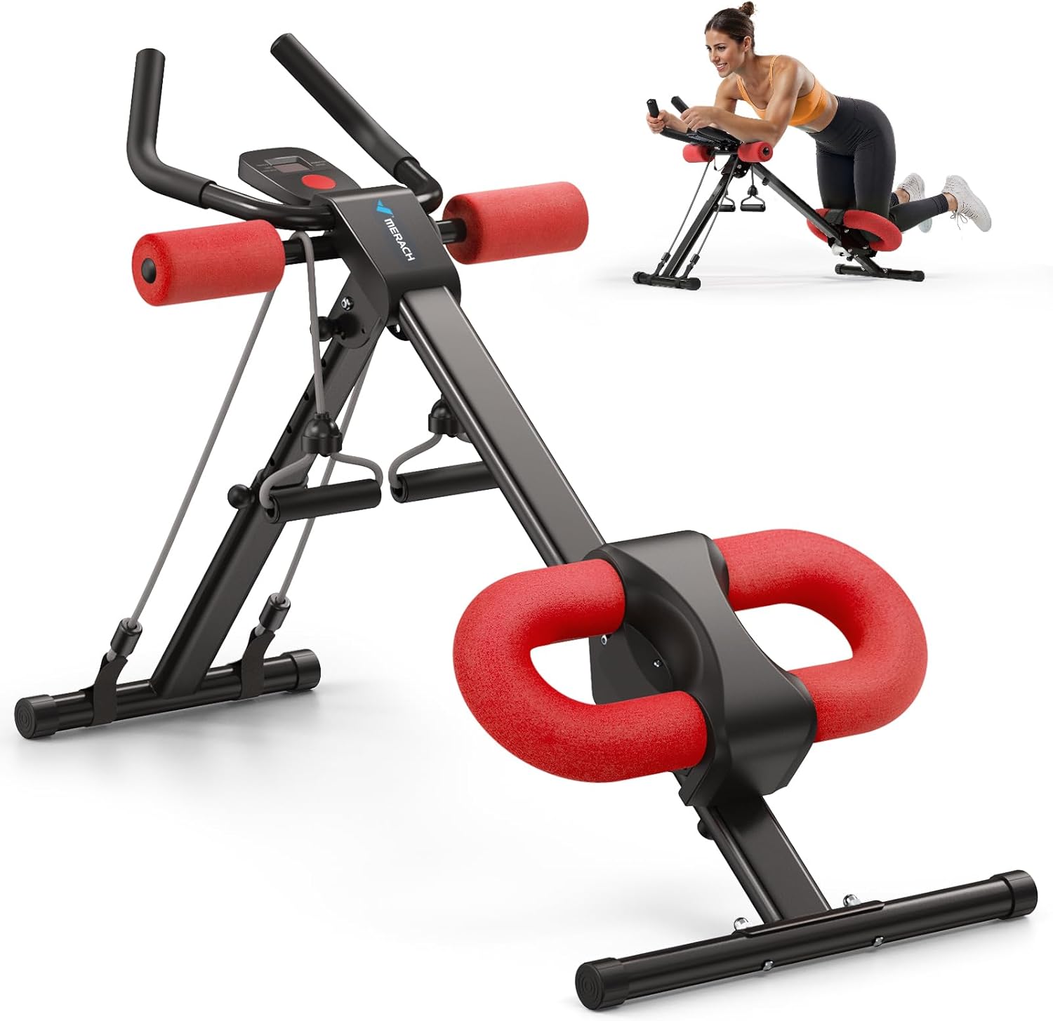MERACH Ab Machine, Ab Workout Equipment, Adjustable Ab Trainer Machine for Abs Workout at Home Gym, Foldable, Knee Protection, Abdominal Trainer for Stomach Workout