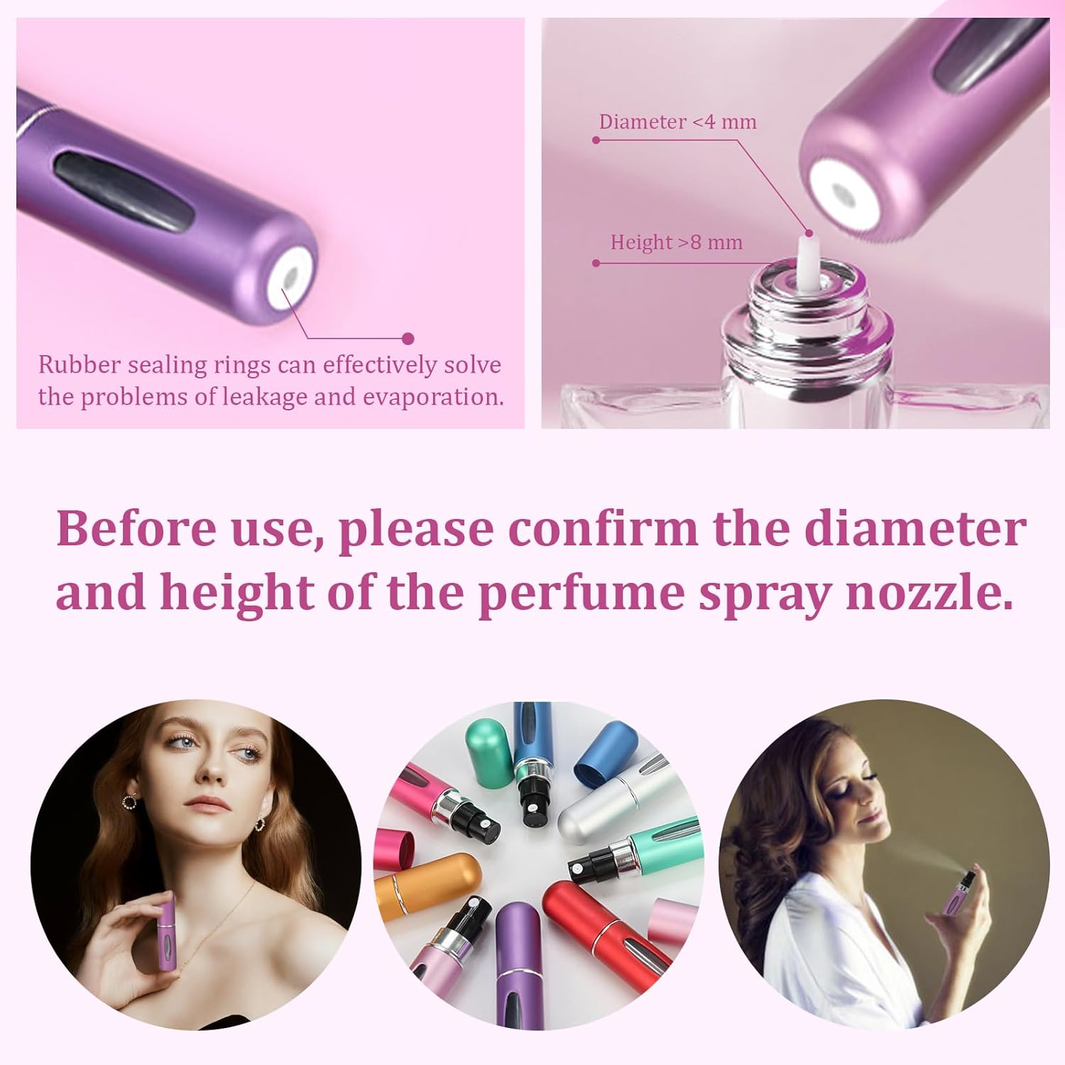 12 PCS Travel Refillable Perfume Atomizer Bottles,5ml Mini Portable Spray Bottles for Travel Accessories,Multicolor Perfume Containers - Image 5