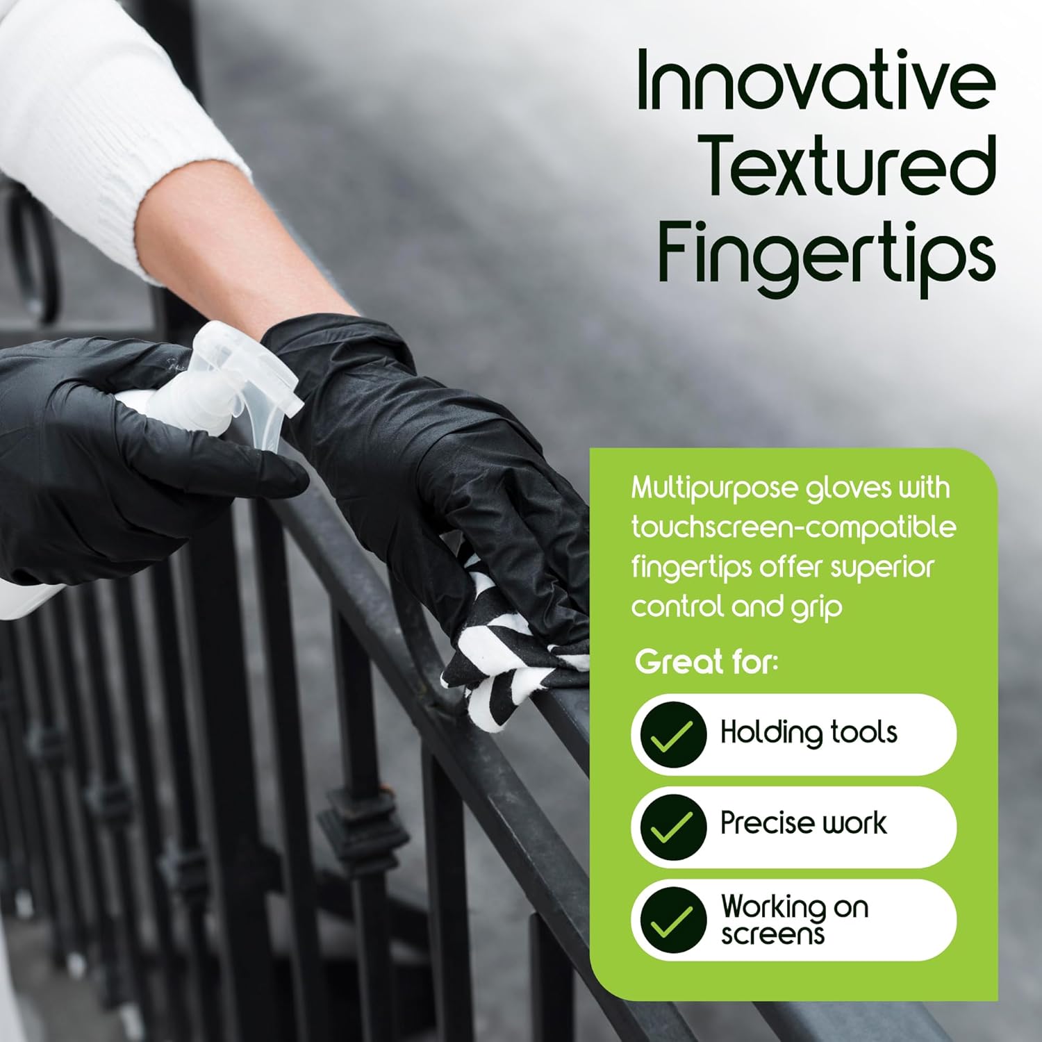 Inspire Black Nitrile Disposable Gloves | 4.5 Nitrile Disposable Safety Medical Cooking Cleaning Gloves - Image 7
