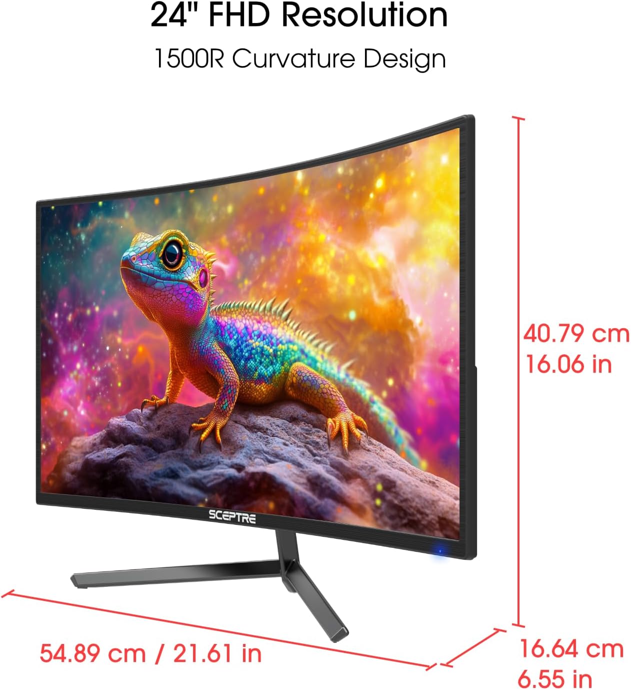 Sceptre New 24-inch Curved Gaming Monitor 1080p up to 180+Hz DisplayPort HDMI 100% sRGB, AMD FreeSync Build-in Speakers Machine Black 2026 (C248B-FWT168 Series) - Image 4