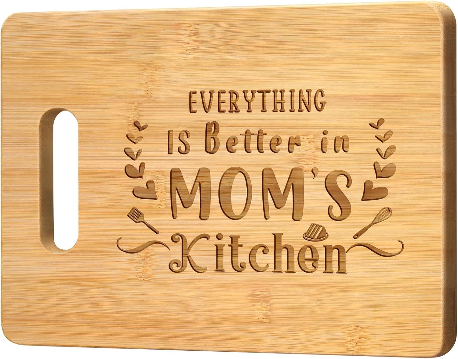 Mom Gifts, Unique Birthday Gifts for Mom from Daughter Son, Happy Birthday Presents for Mother, 11x8.5 inch Engraved Bamboo Cutting Board for Christmas Thanksgiving