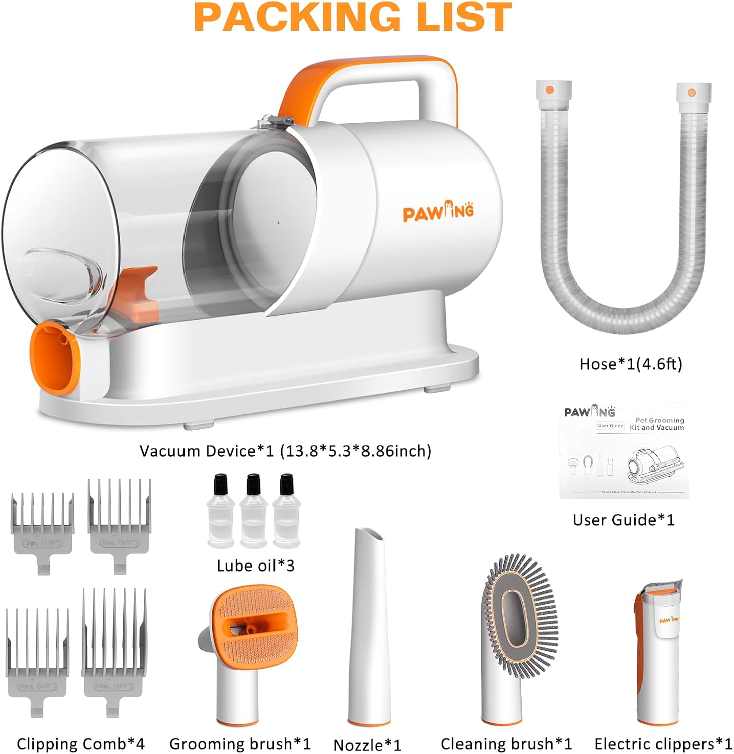 Pet Grooming Kit with Vacuum, All-in-1 Professional Deshedding Tools for Dogs & Cats - Low Noise Dogs Vacuum Cleaner with 2L Large Capacity Dust Cup for Shedding Pet Hair - Image 6