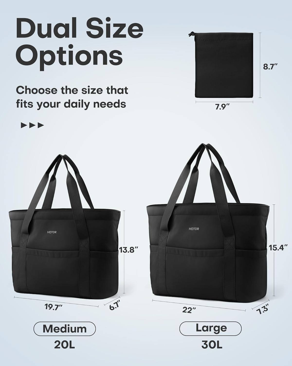 HOTOR Tote Bag for Women - Foldable Lightweight Tote Bags with Zipper, Large Shoulder Bag Top Handle Handbag for Travel, Work - Image 5