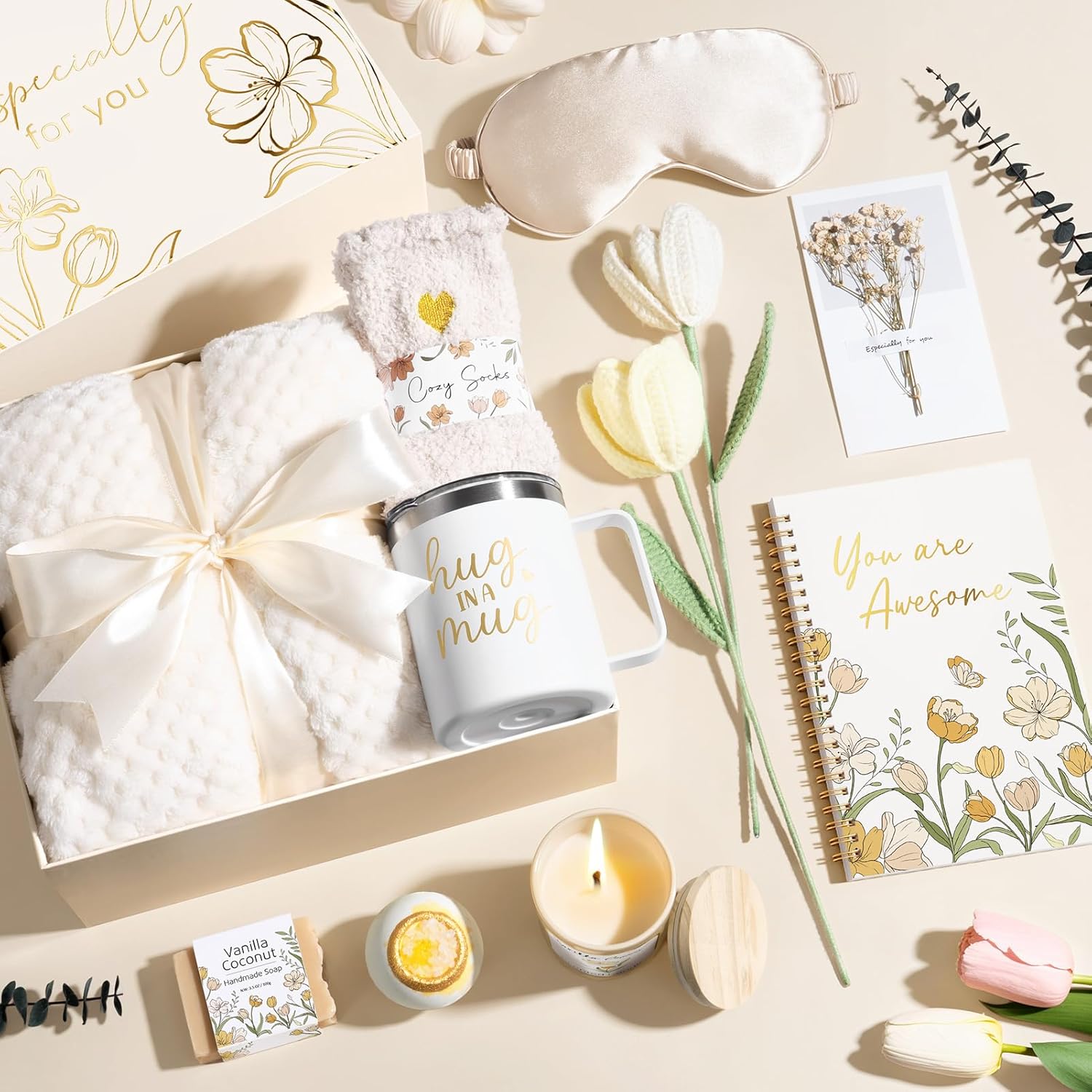Mothers Day Birthday Gifts for Women Self Care Package, Get Well Soon Gift Baskets for Women Spa Gifts Set, Unique Thinking of You Inspirational Sympathy Gift Baskets for Mom Her Wife Friend Sister - Image 9