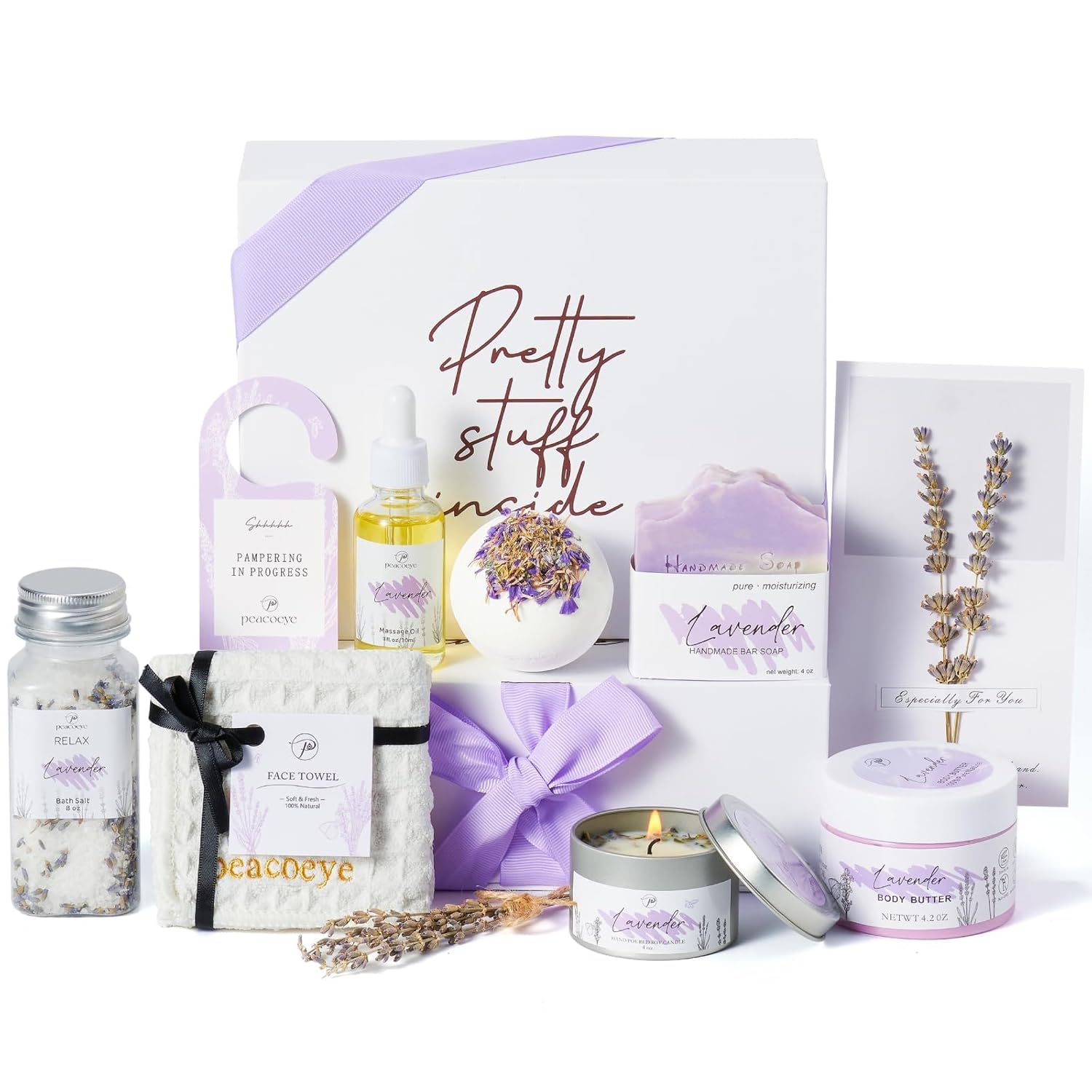 Spa Gifts for Women Mothers Day Gifts Bath Gift Baskets Relaxing Spa Self Care for Mom Her Sister Wife Bridal Shower Gifts Box Home Bath Care Package Thank You Birthday (Purple -Spa for Women)