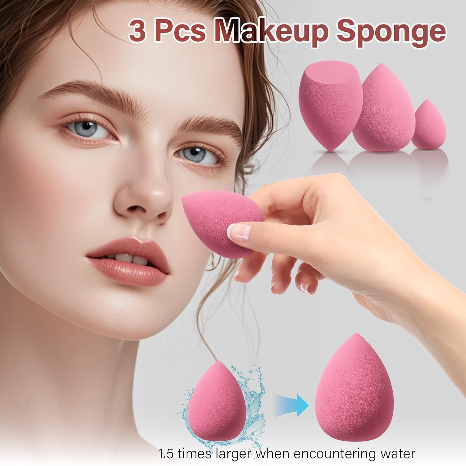 Makeup Brushes Set, Mlemle Professional 26 Pcs Makeup Kit, Include Powder Foundation Concealers Blush Eye shadows Eyebrow 21 Pcs Makeup Brushes and 2 Powder Puff, 3 Makeup Sponge(A01-Pink) - Image 5