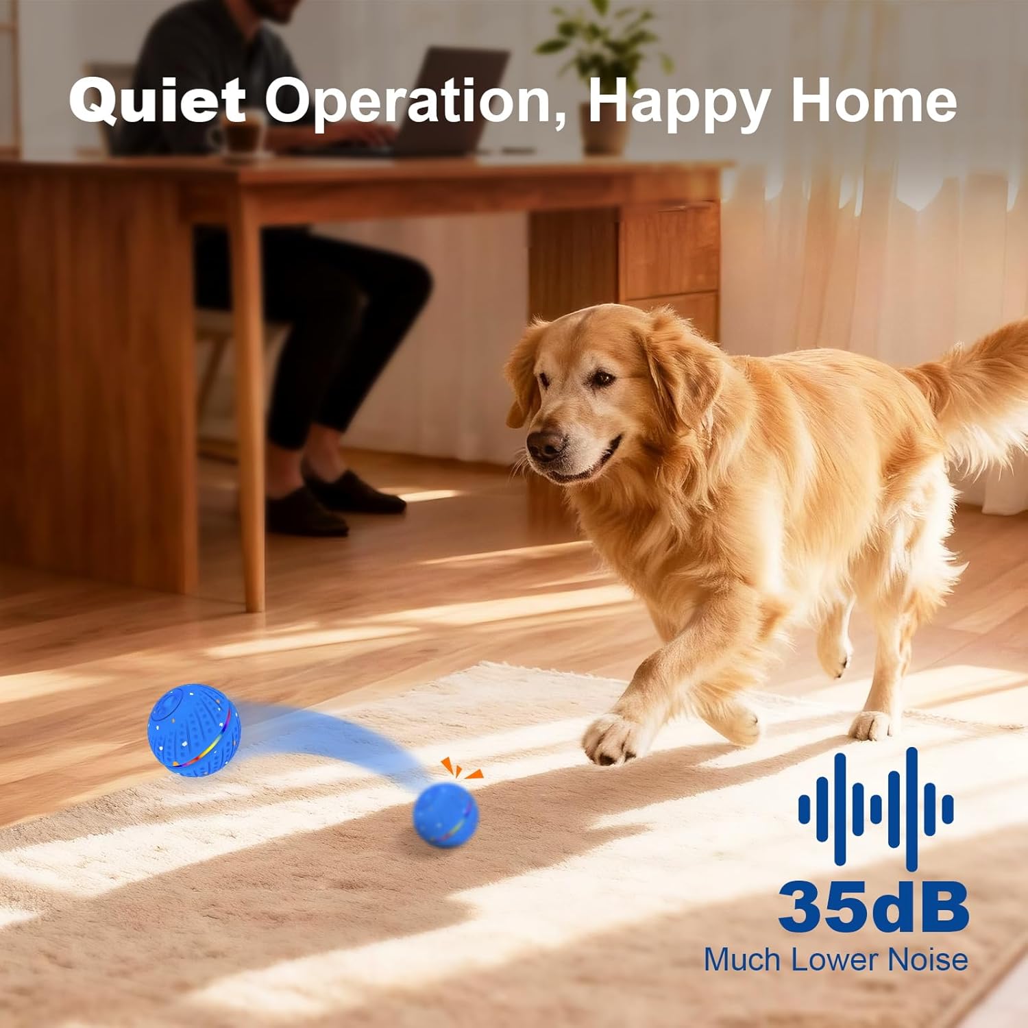 Smart Dog Ball Toy, Moving Bouncing Dog Ball with Colorful Lights, E-TPU Material, 3 Play Modes Automatic Rolling Dogs Toy for Small Medium Dogs(Blue) - Image 6