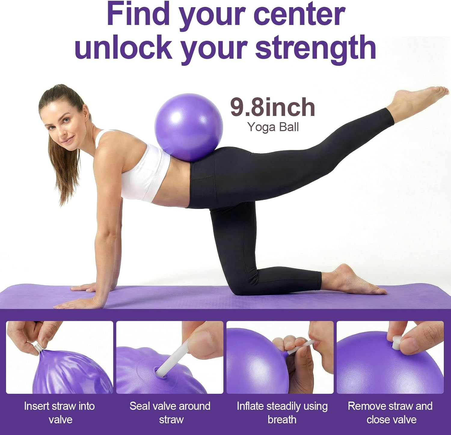 Home Pilates Ring and Ball Set for Women with 5 Resistance Bands 13 inch Magic Circle Workout Starter Kit for Beginners Full Body Toning 15 Min Daily Routine - Image 6