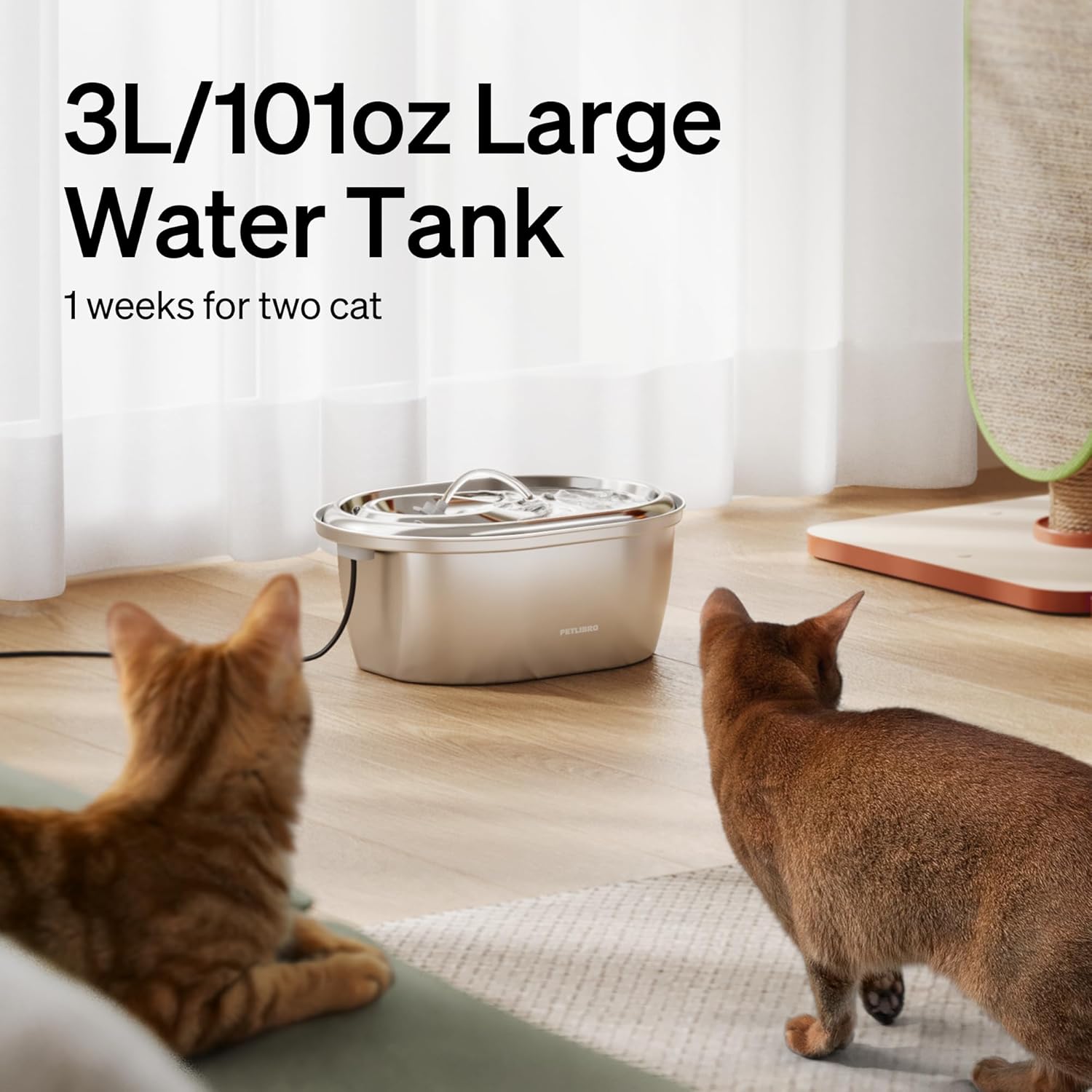 PETLIBRO Stainless Steel Cat Water Fountain, 101oz/3L Pet Water Fountain for Cats Inside, Food-Grade Dog Water Fountain, Automatic Cat Water Dispenser - Image 3