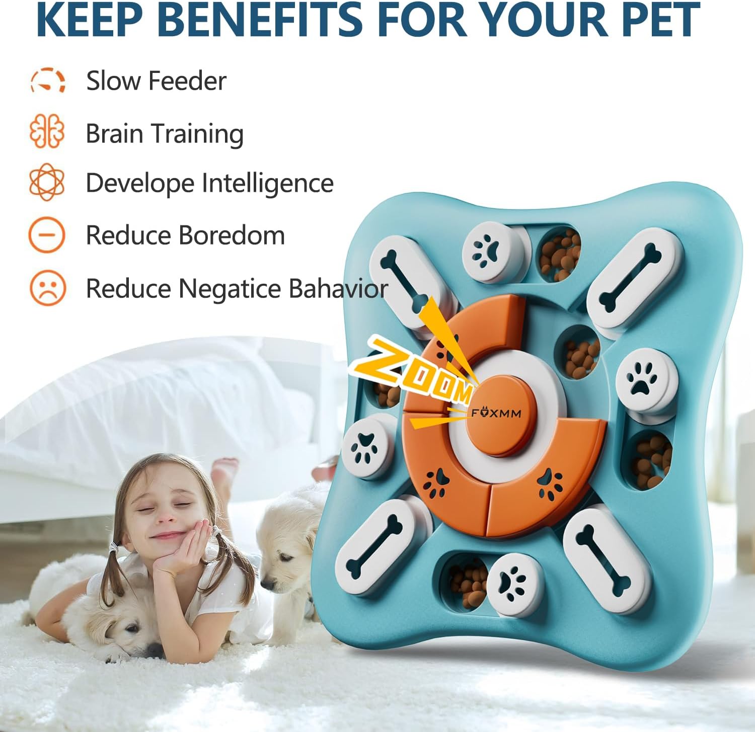 Interactive Dog Treat Puzzle Toys for IQ Training & Mental Stimulating,Fun Slow Feeder,Large Medium Small Dogs Enrichment Toys with Squeak Design - Image 2