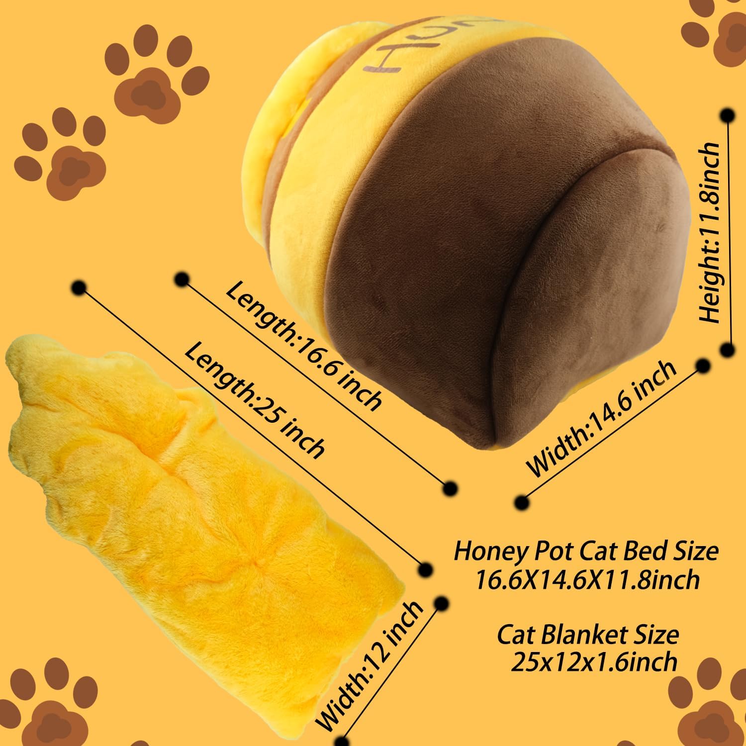 Honey Pot Cat Cave Bed, Soft and Thick Rebound Sponge Pet Nest with Removable & Washable Cushion, Cute Cartoon Design for Small Cats and Breeds - Image 6