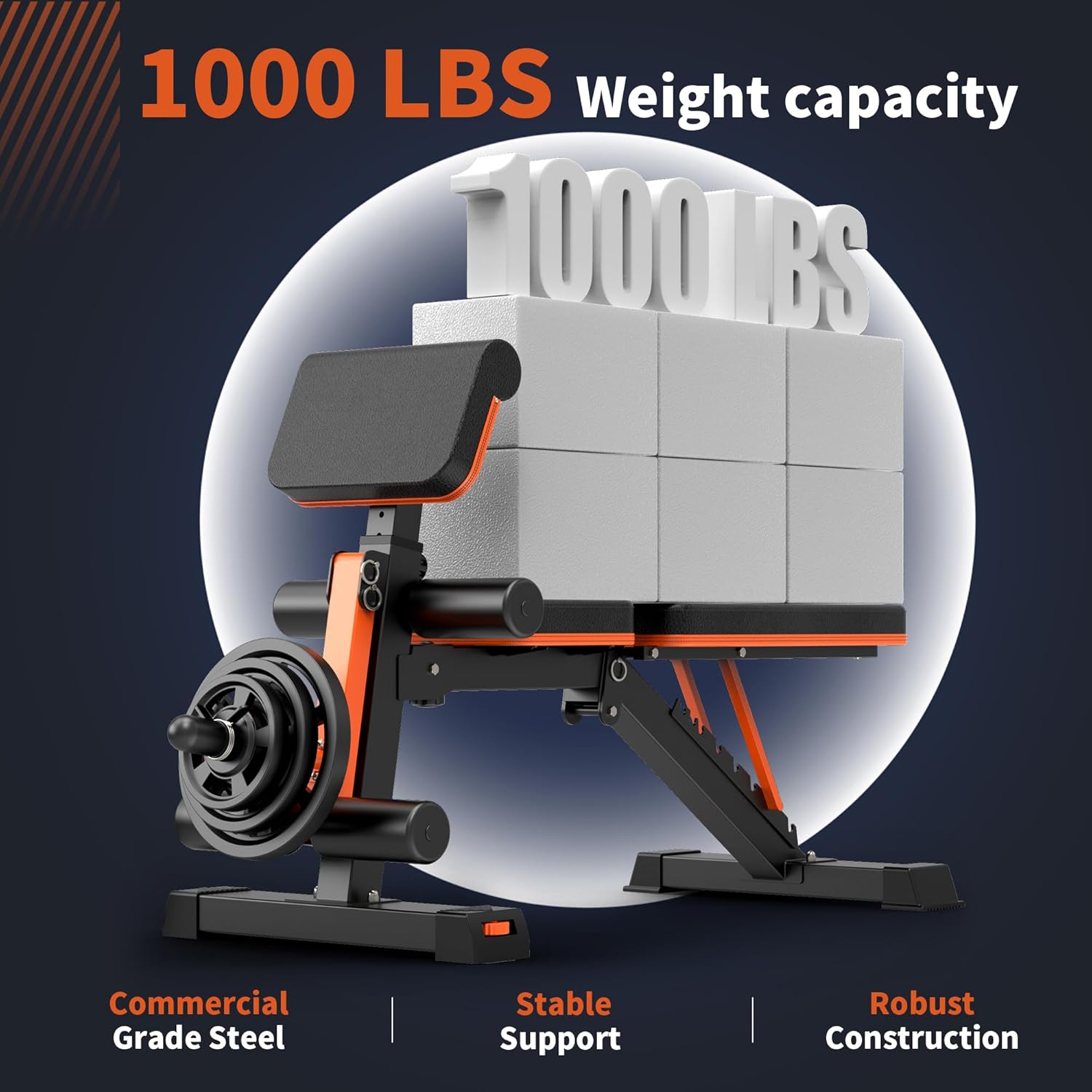 Adjustable Weight Bench - 1000LBS Capacity Heavy Duty Foldable Workout Bench for Full Body Exercise, Flat/Incline/Decline, Bench Press for Home Gym with Preacher Pad & Leg Extension - Image 2