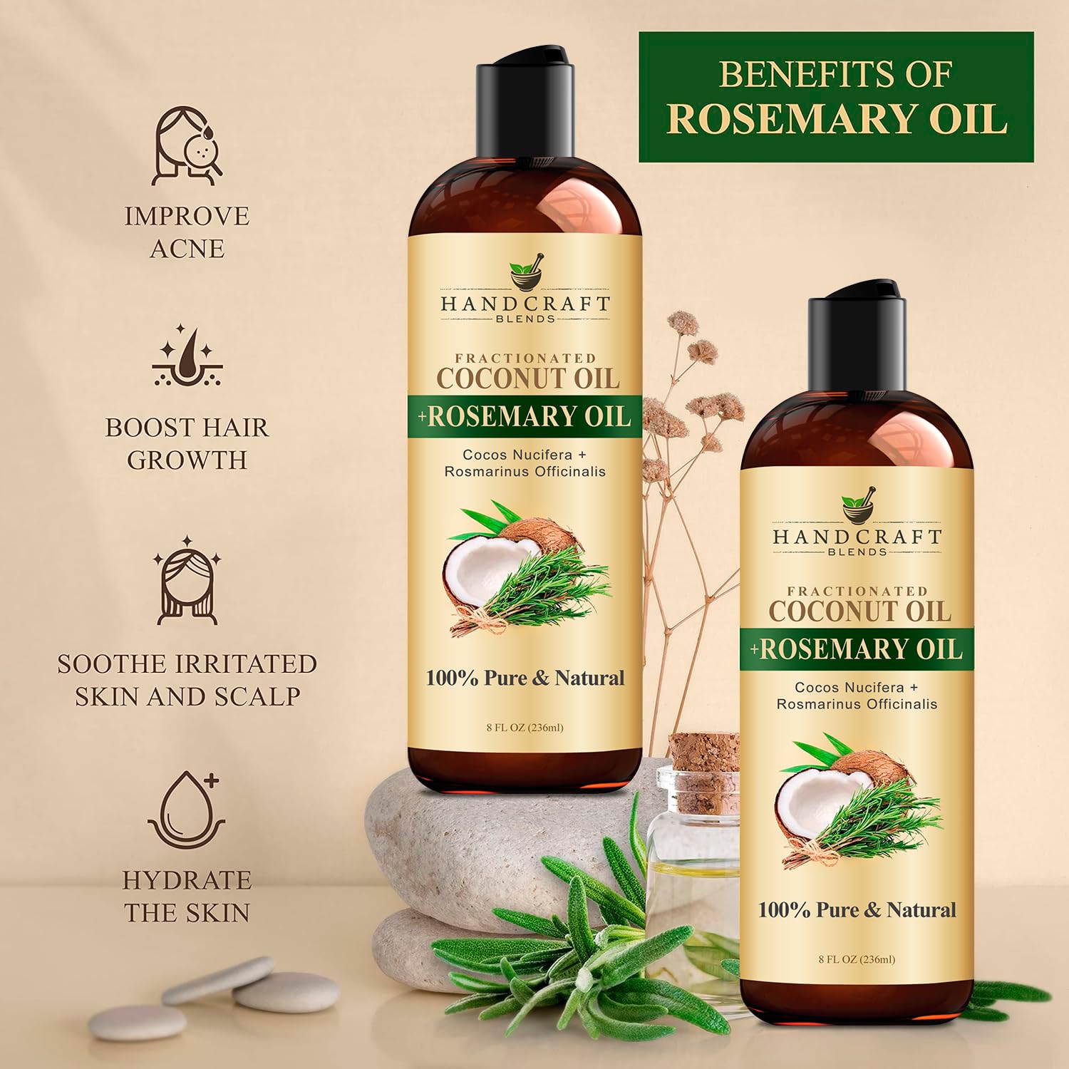 Handcraft Blends Fractionated Coconut Oil Infused with Rosemary - 8 Fl Oz - 100% Pure and Natural - Premium Grade Carrier for Skin, Hair and Massage - Image 7