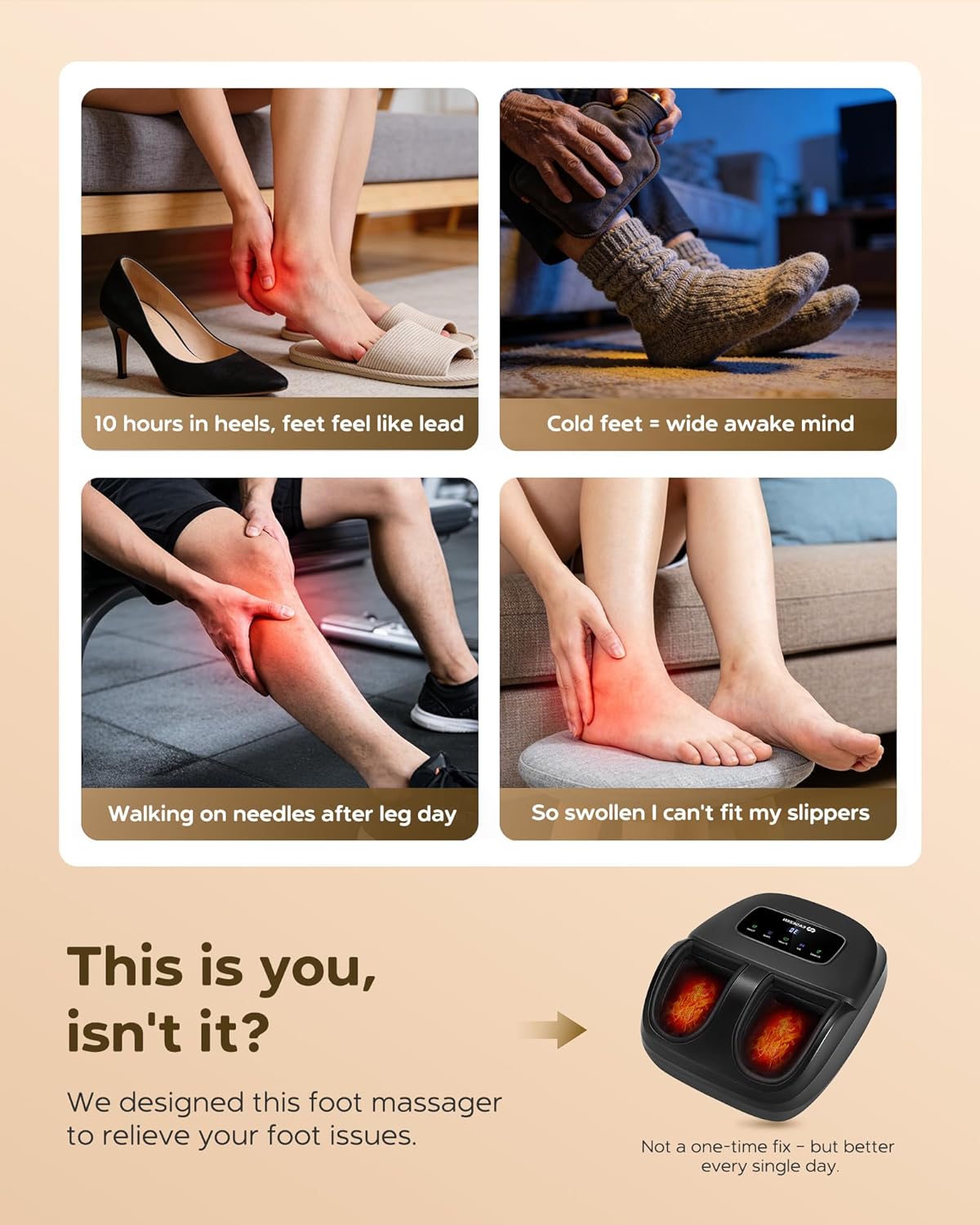 EaseZen Foot Massager Machine with Heat, Shiatsu Foot Massager with Remote, 2026 Upgraded Deep Kneading, for Plantar Fasciitis, Neuropathy, Birthday Gifts for Women Mom Men Dad, Up to Foot Size 14 - Image 2