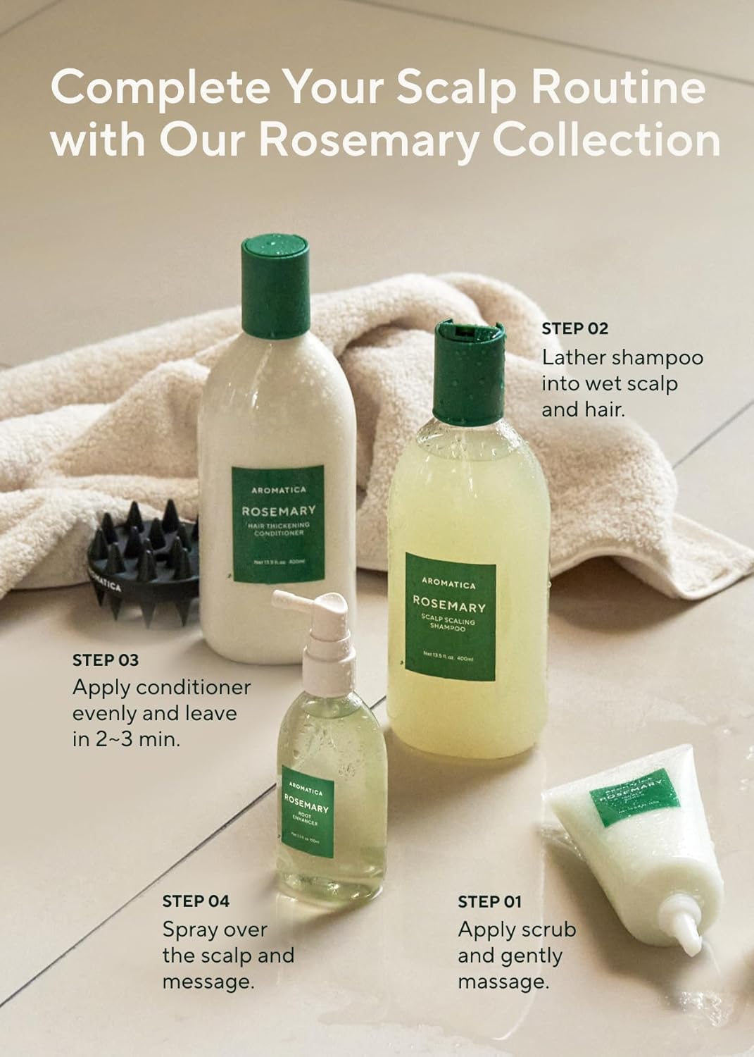 AROMATICA Root Enhancer Rosemary Water for Hair Growth spray - with Rosemary hair oil & caffeine & biotin - Korean hair care for hair thinning & hair loss - free from silicone, paraben and sulfate - Image 6