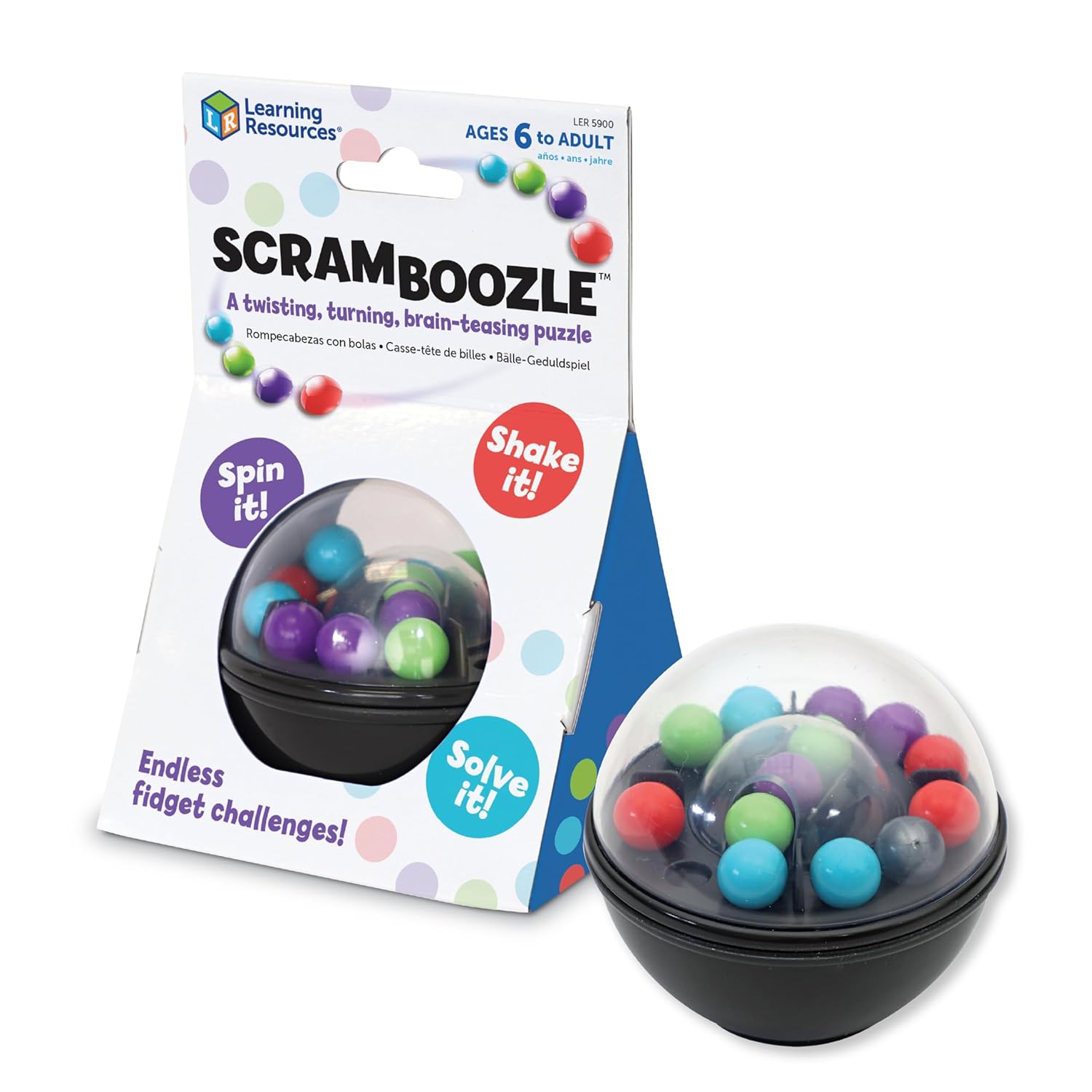 Learning Resources Scramboozle Puzzle Ball - 3D Brain Teasers for Kids and Adults, Puzzles for Teens, Boosts Critical Thinking and Problem Solving, Travel Games, Fidget Toys, Gifts for Boys and Girls