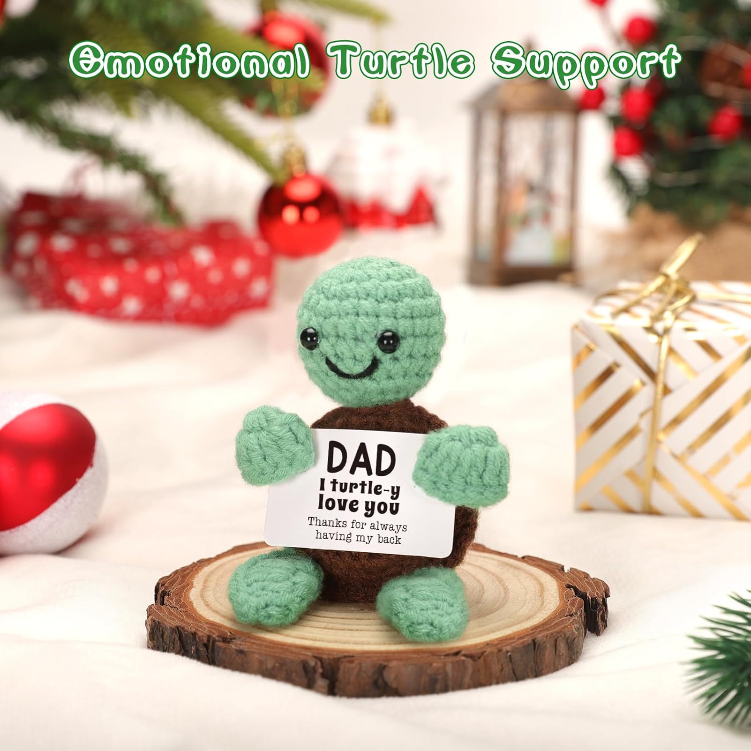 Mini Funny Turtle Dad Gifts from Daughter Son, Easter Fathers Day Birthday Gifts for Dad Father Daddy Presents, I Love You Small Cute Stuff Things, Handmade Emotional Positive Crochet Turtle - Image 9