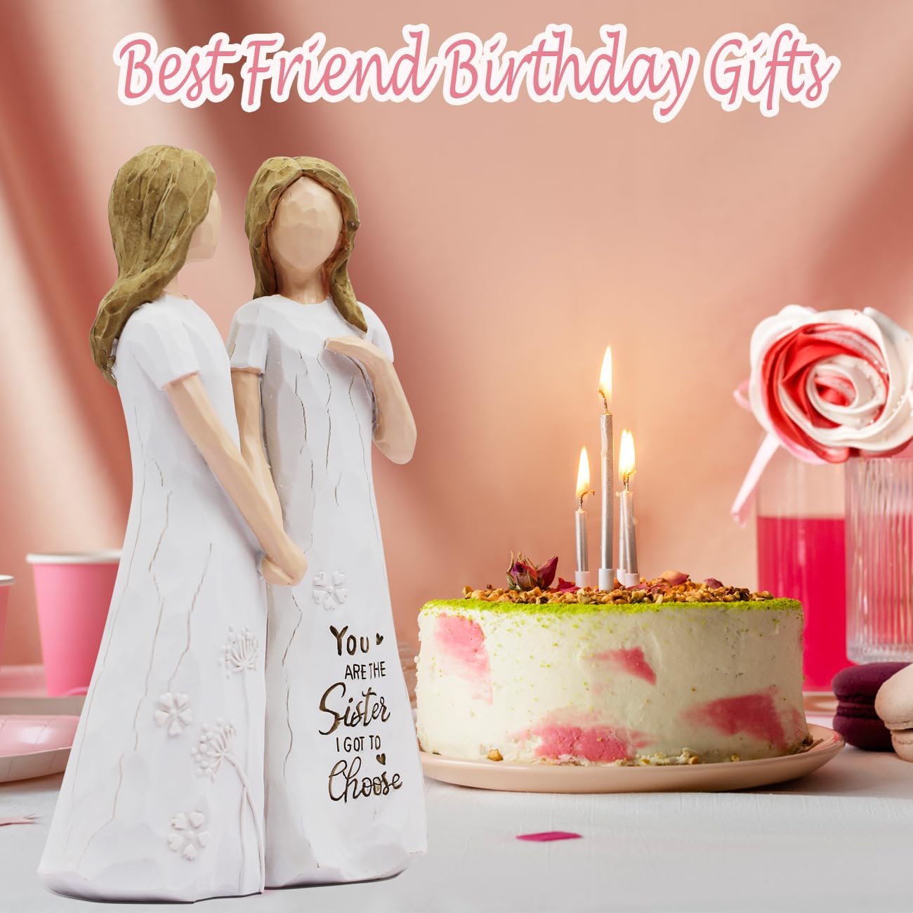 BORLESTA Best Friend Birthday Gifts for Women - Friendship Gifts for Women, Gift for Friends Women, Sister Birthday Gift, Bestie Gift for Women - Friend Hand-Painted Figure - Image 4