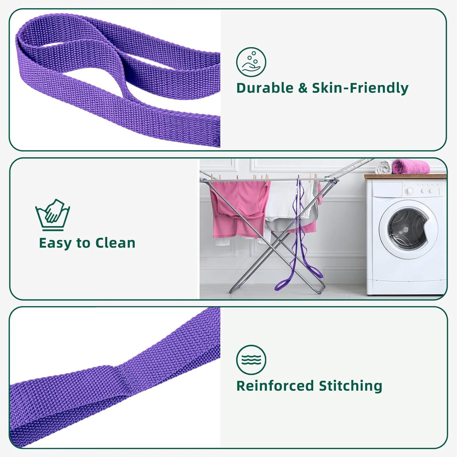 Abiarst Stretching Strap Yoga Straps for Physical Therapy, 10 Loops Non-Elastic Stretch Band for Pilates, Flexibility, Exercise and Gymnastics - Image 4
