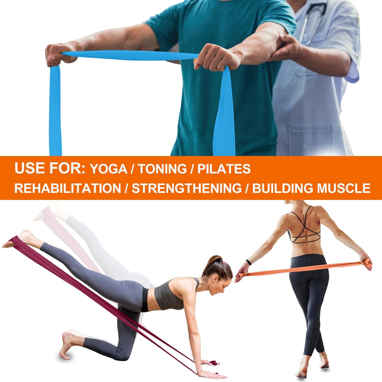 A AZURELIFE Resistance Bands,Professional Long Non-Latex Elastic Stretch Bands,Exercise Bands for Physical Therapy, Yoga, Pilates, Rehab, at-Home or The Gym Workouts, Strength Training - Image 6